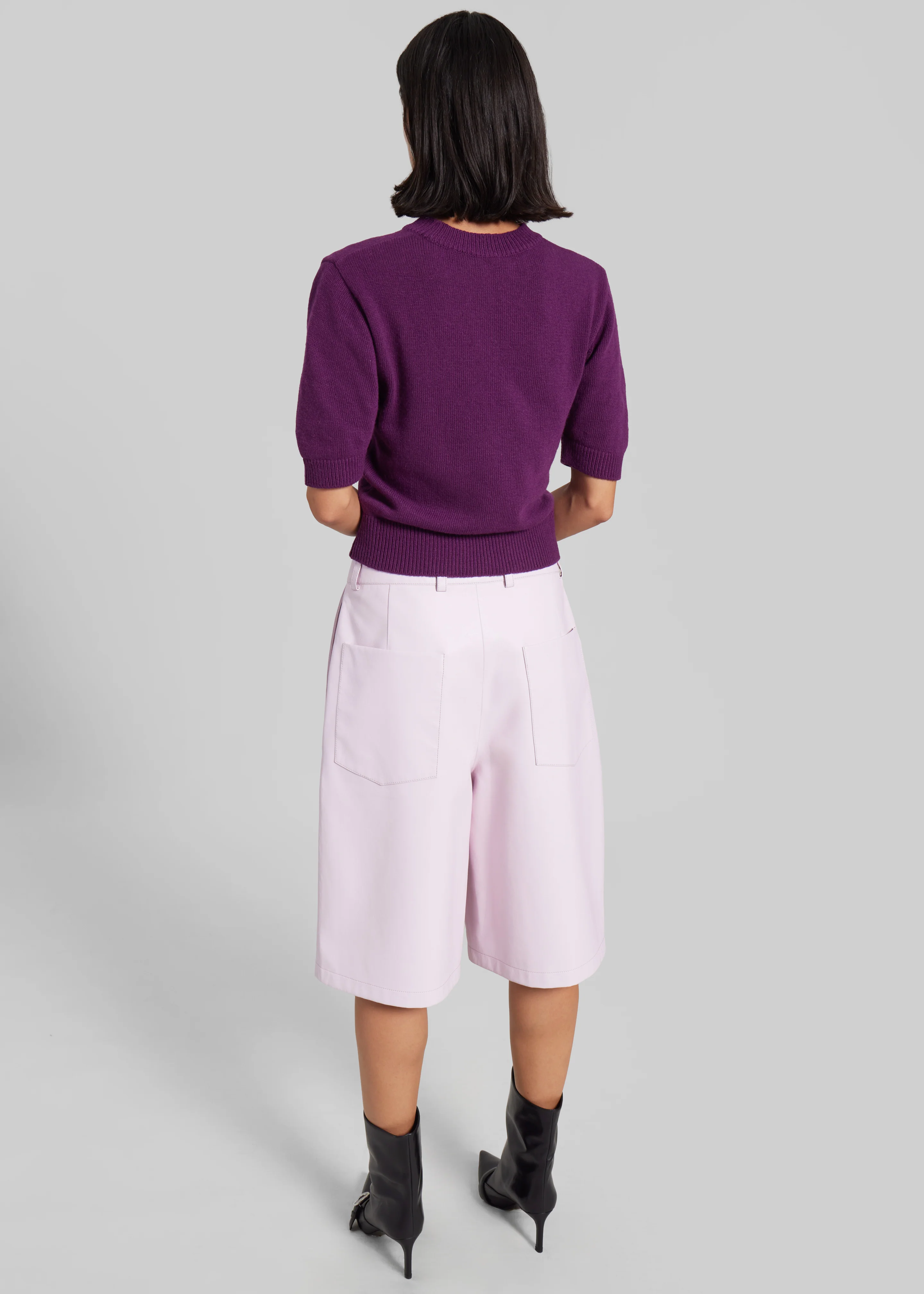 Olivia Leather Bermuda Shorts - Faded Pink - Image 7