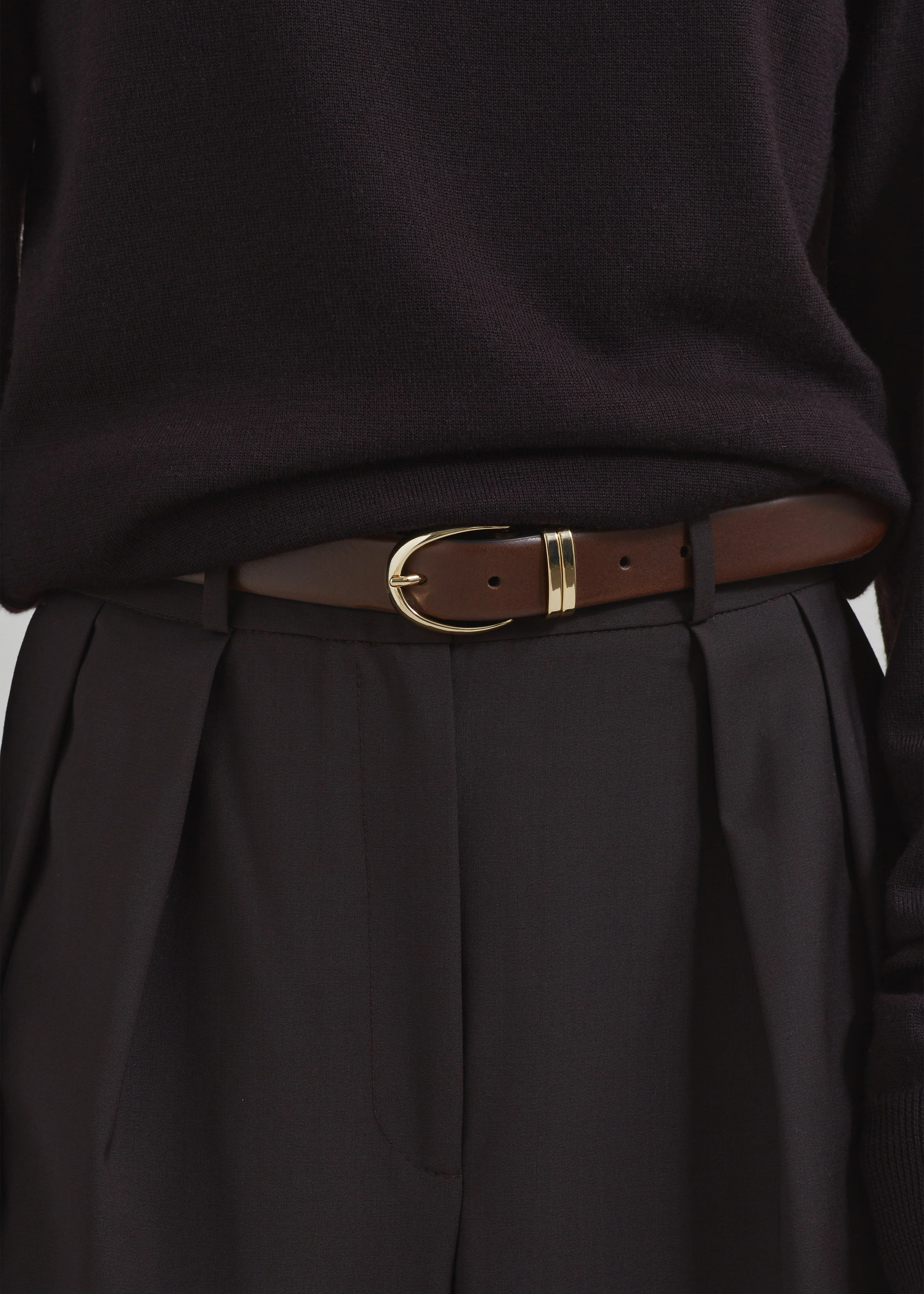 Ora Leather Belt - Brown/Gold - Image 2