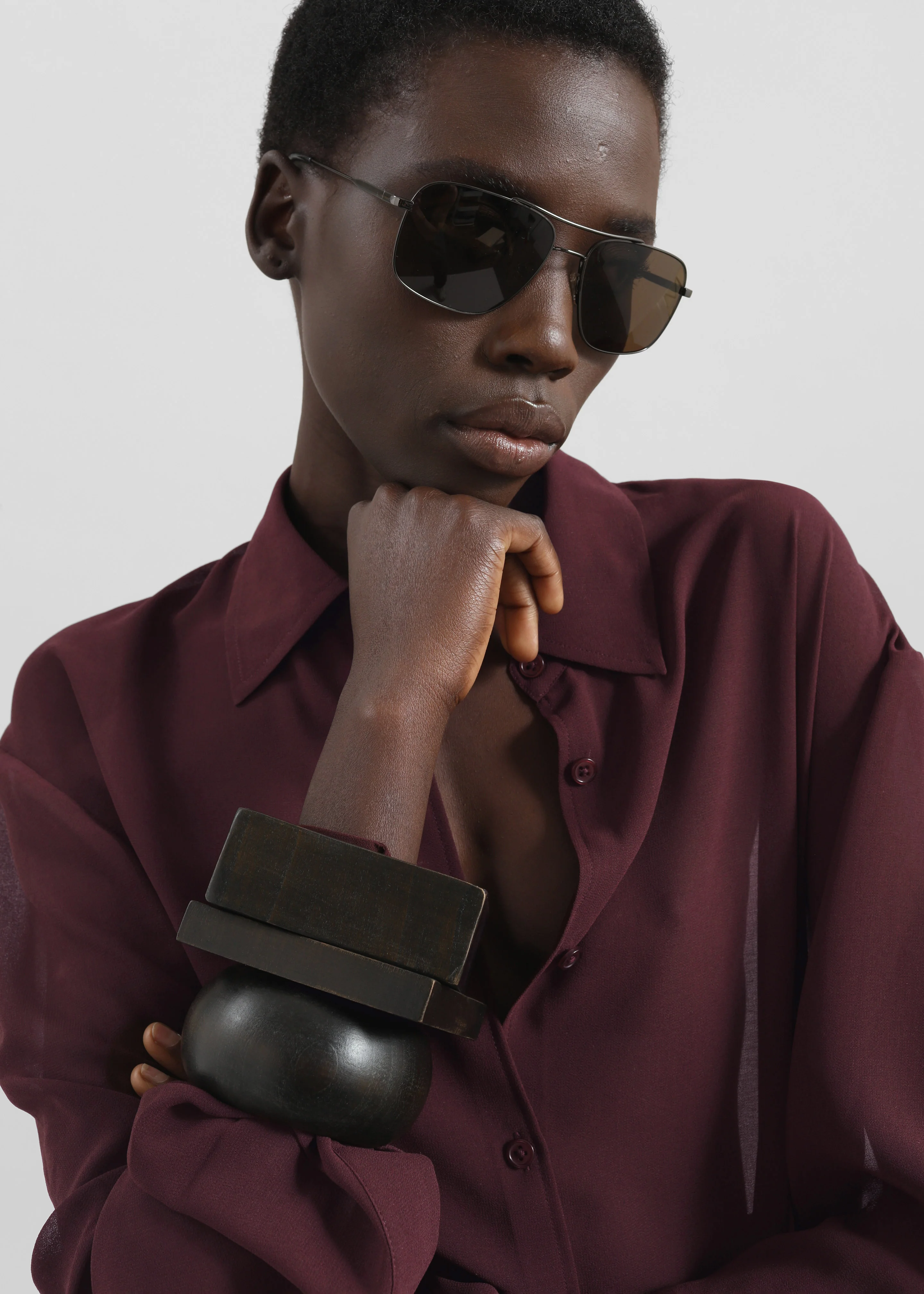 Peri Georgette Shirt - Burgundy