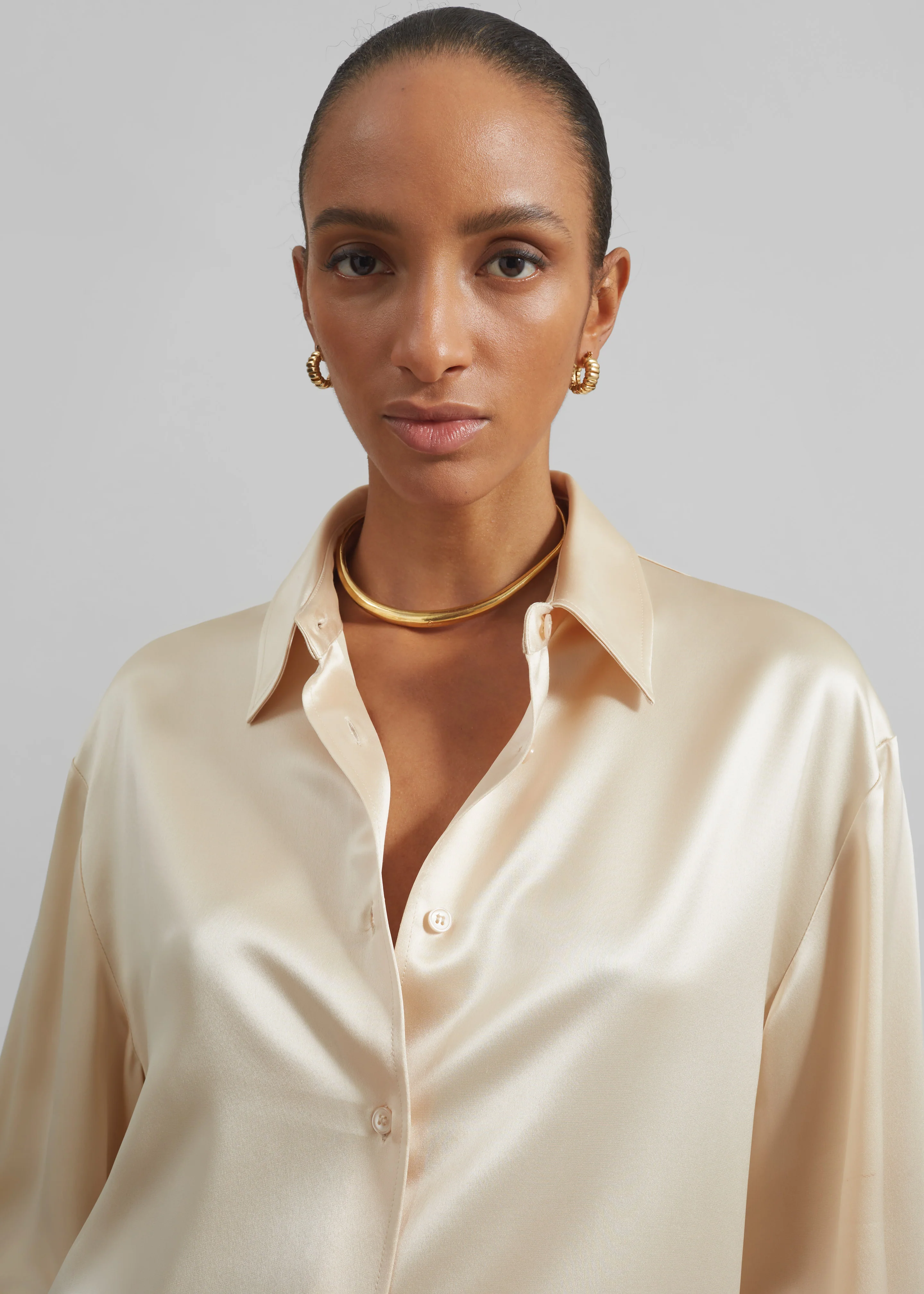Peri Satin Shirt - Champagne - Image 2