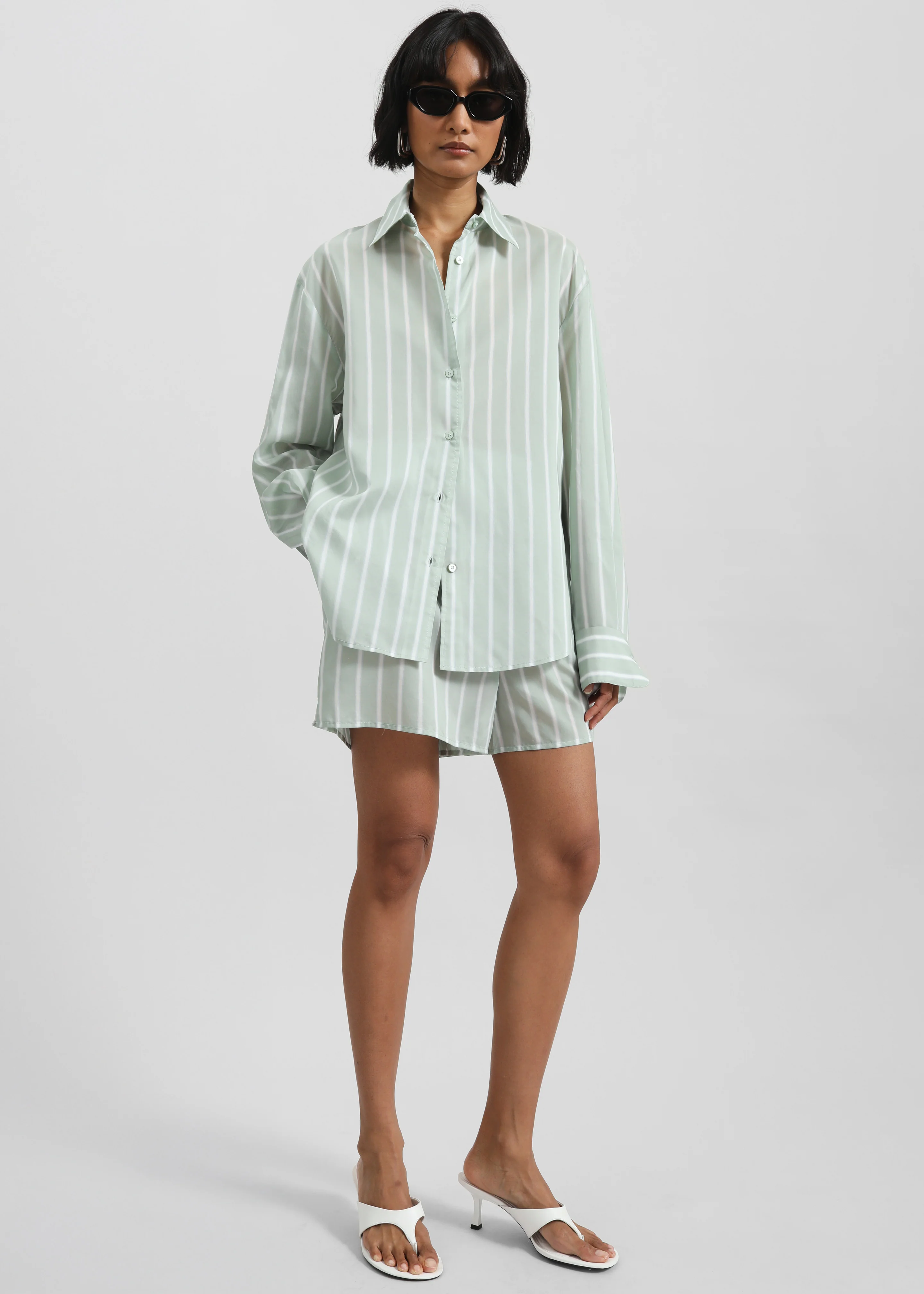 Peri Silk Shirt - Green Stripe - Image 7