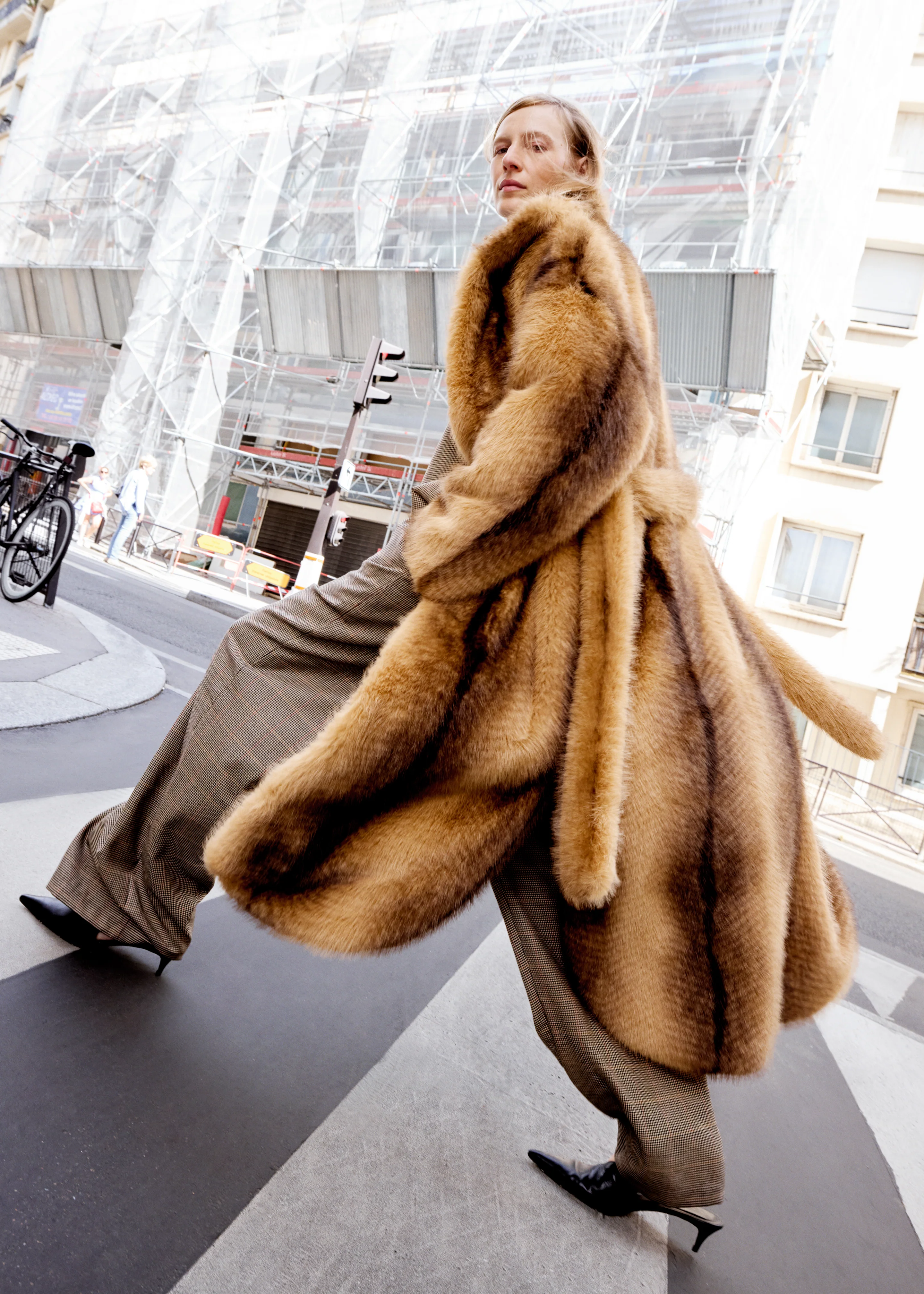 Ravello Faux Fur Robe Coat - Beige/Brown