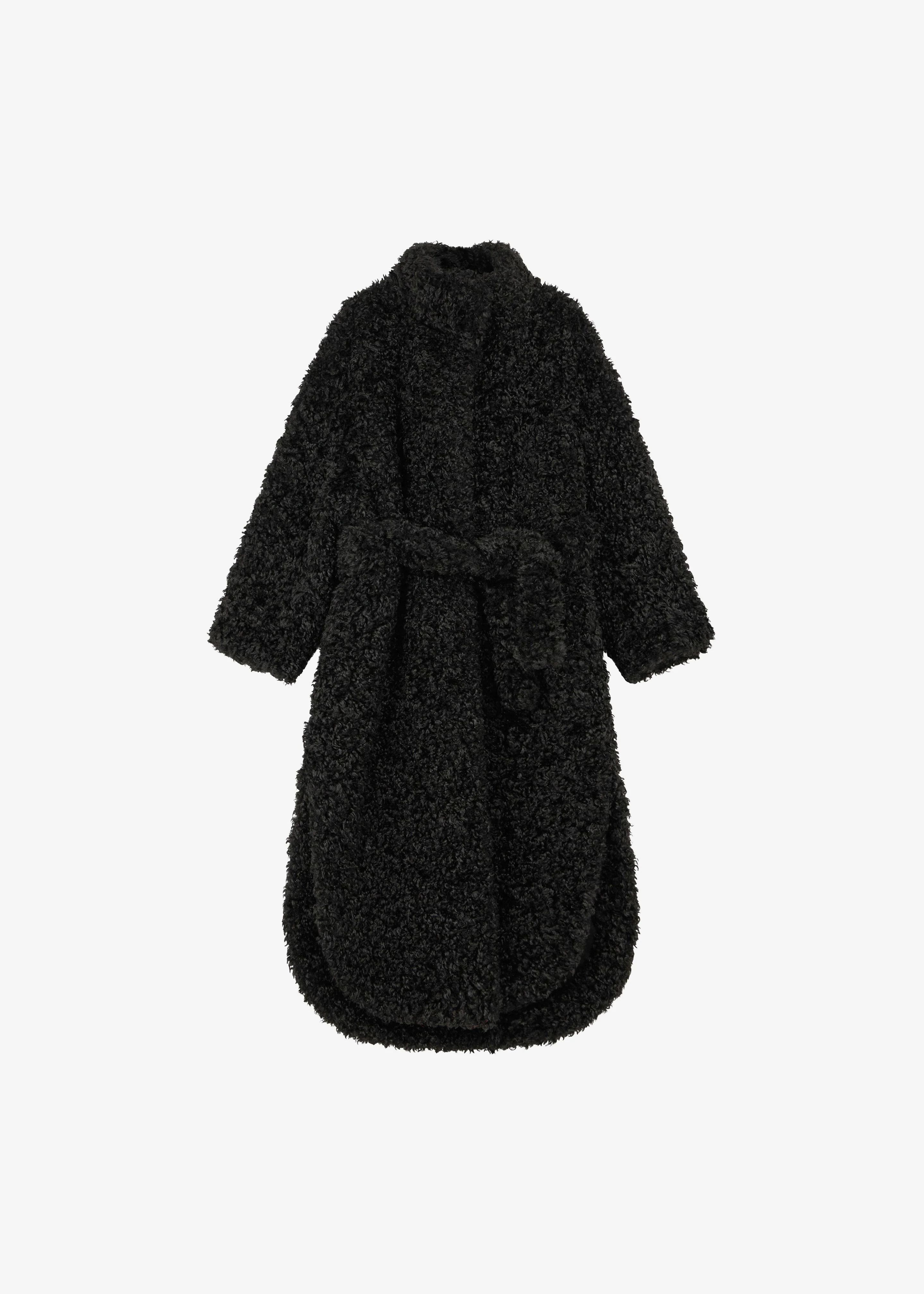 Ravello Faux Shearling Robe Coat - Black - Image 11