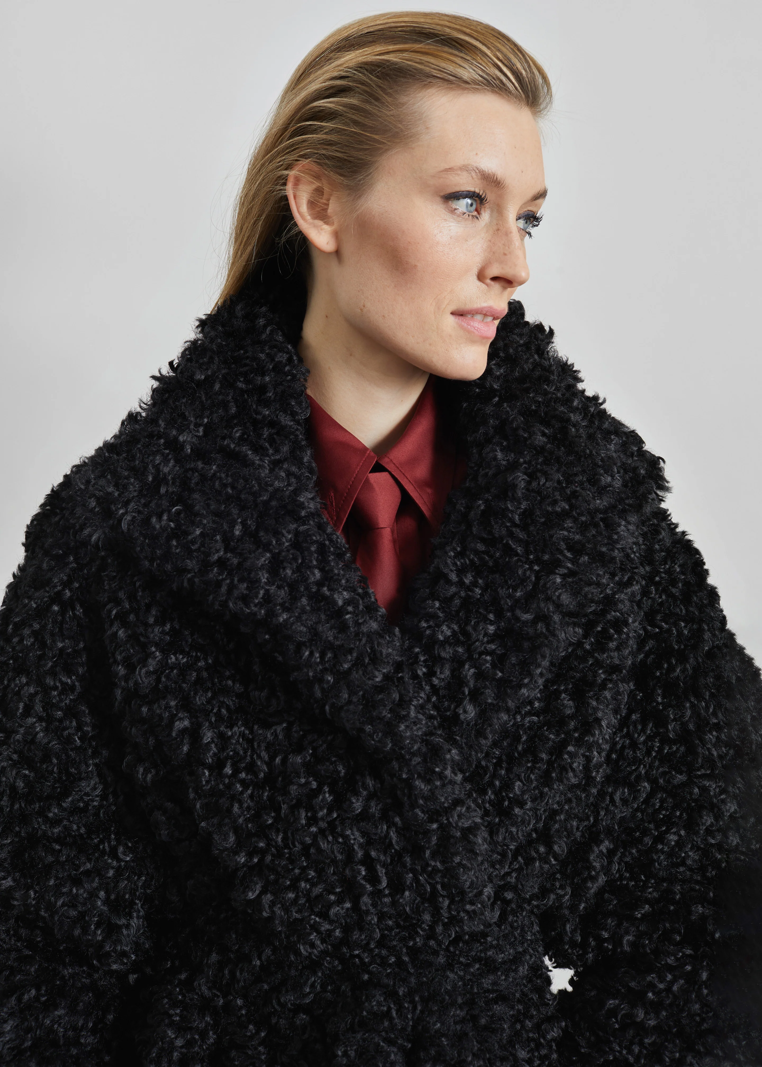 Ravello Faux Shearling Robe Coat - Black - Image 2