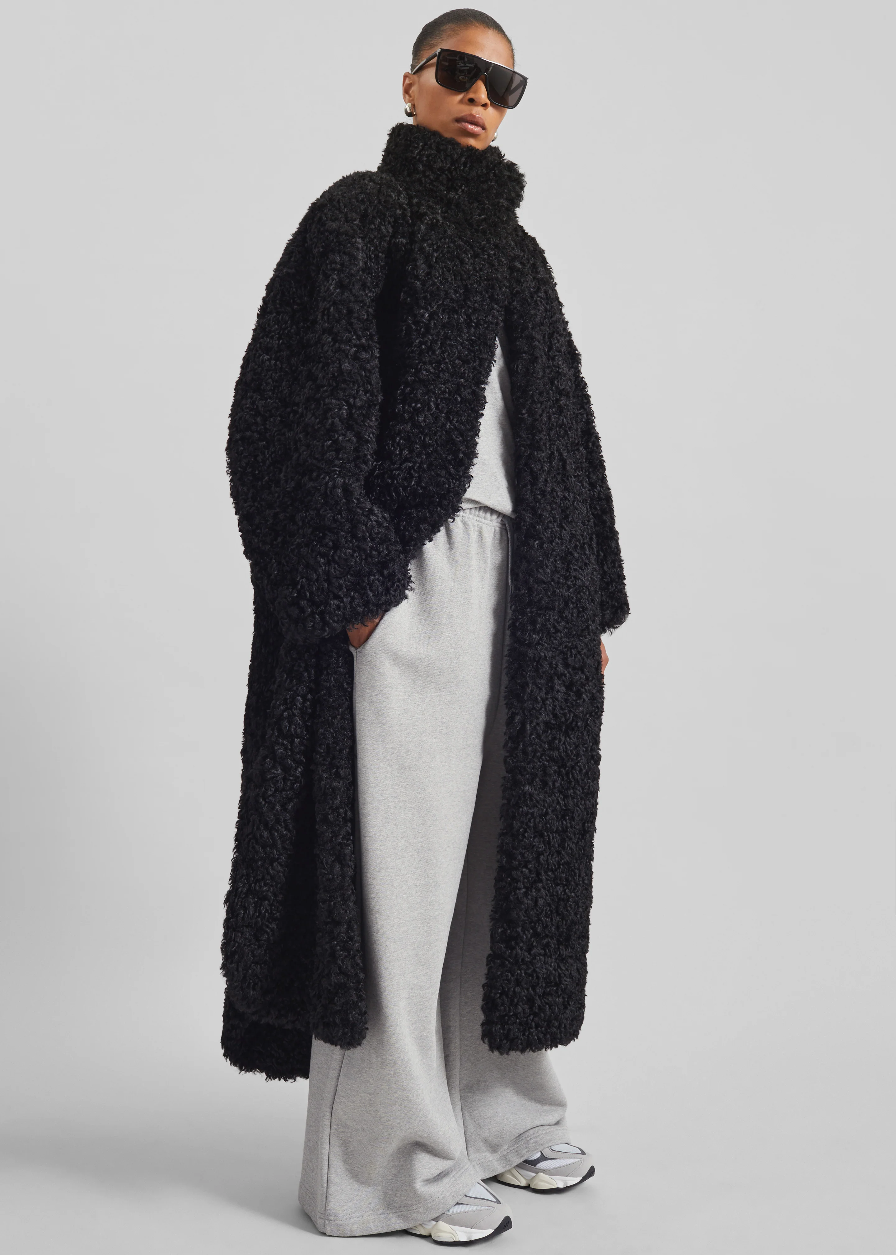 Ravello Faux Shearling Robe Coat - Black - Image 3