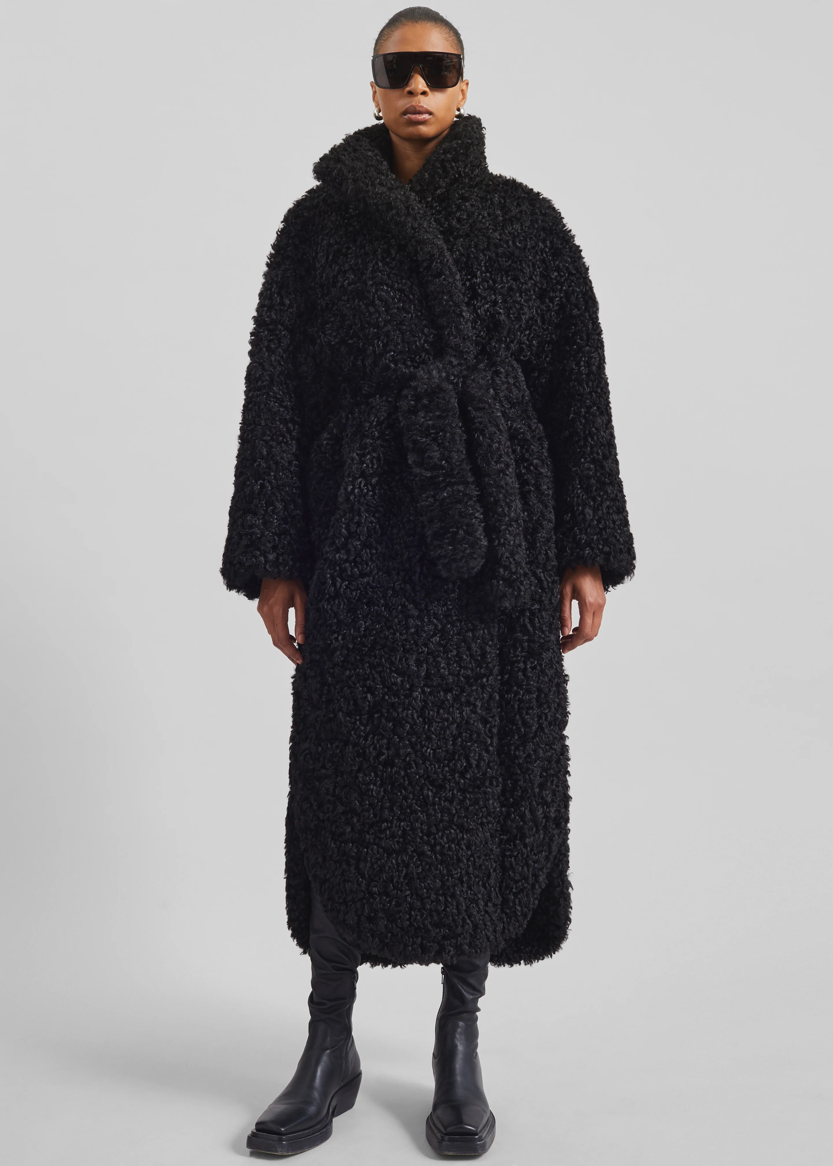 Ravello Faux Shearling Robe Coat - Black - Image 7