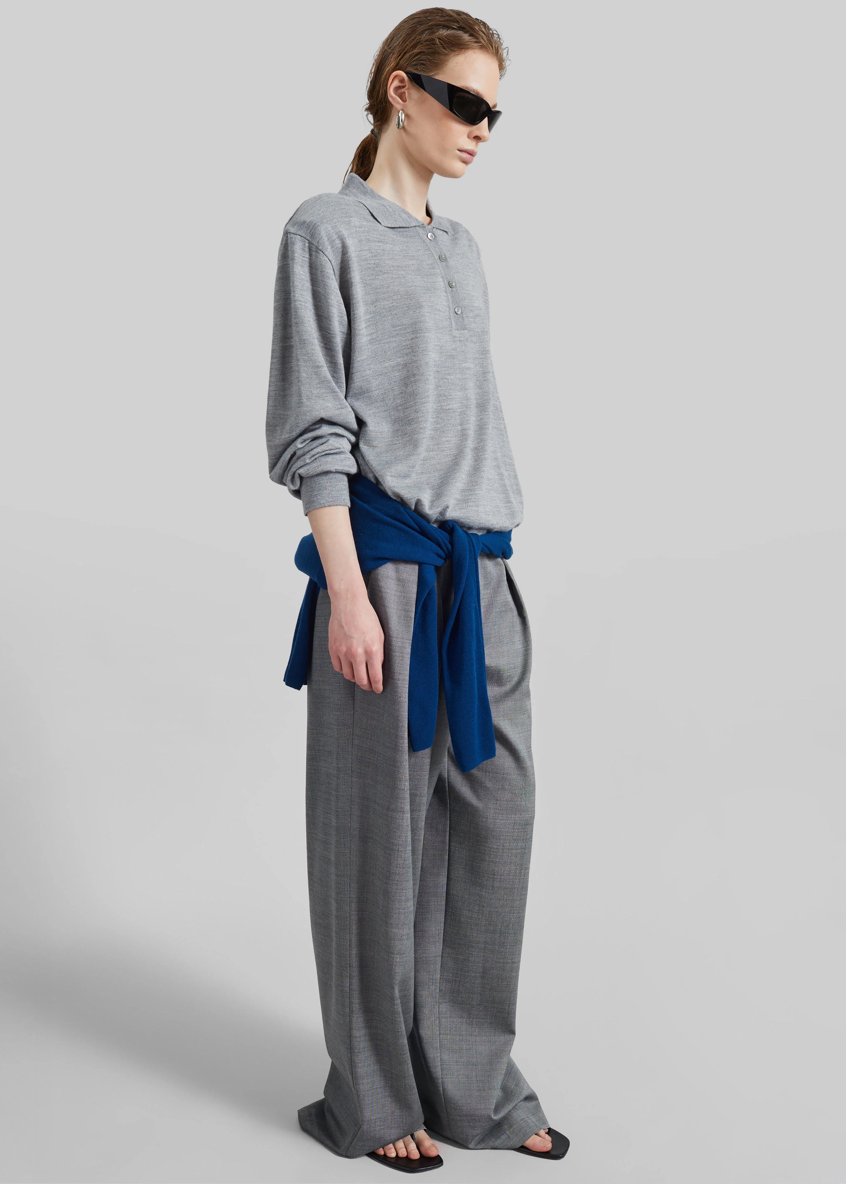 Ripley Pleated Trousers - Grey Melange - Image 10
