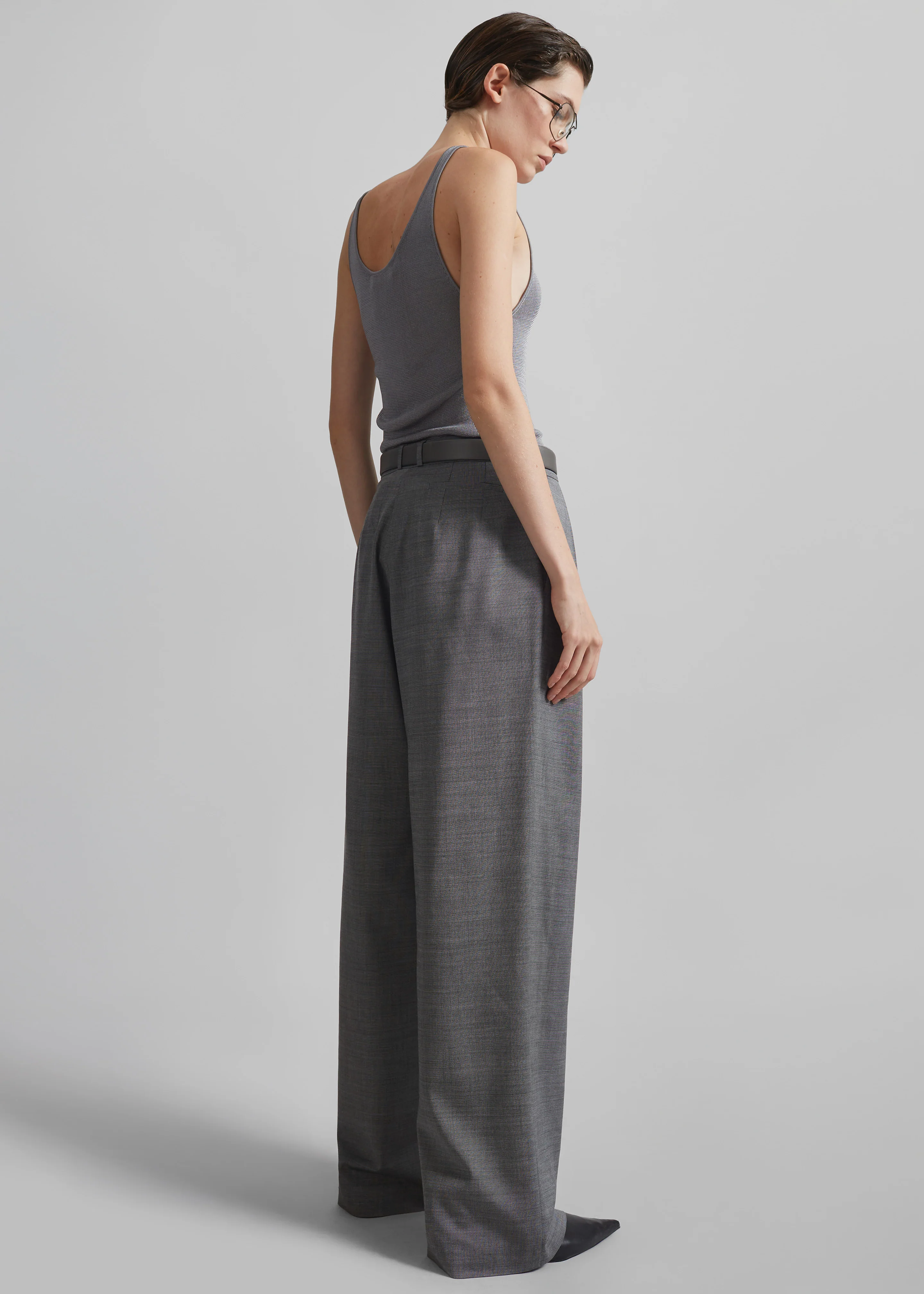 Ripley Pleated Trousers - Grey Melange - Image 16