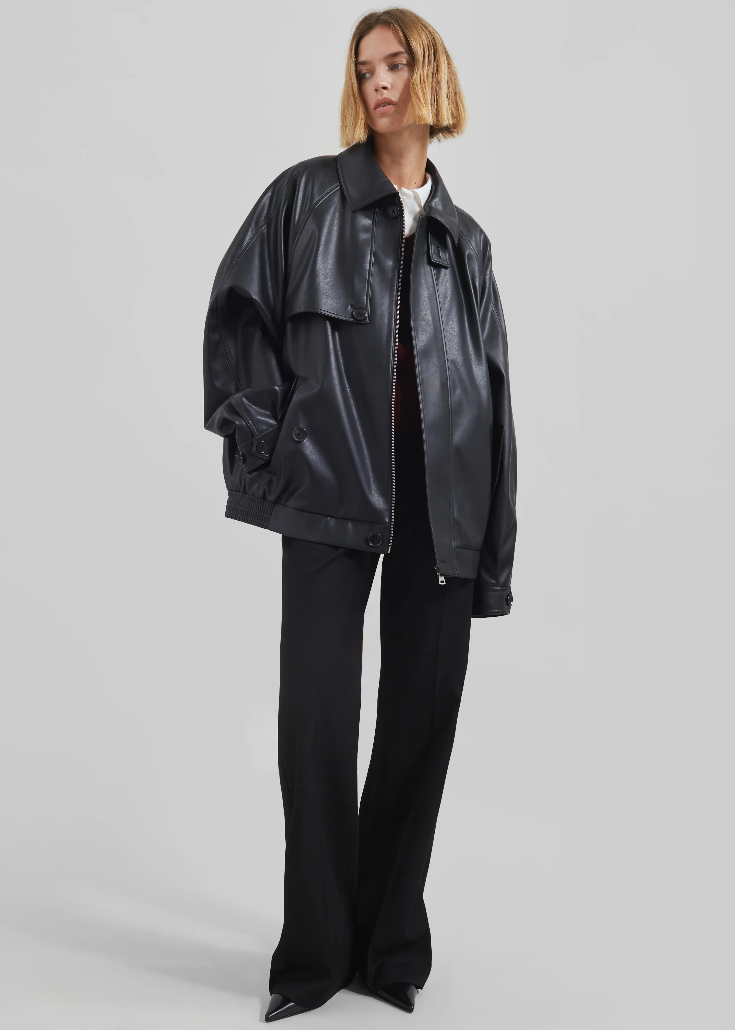 Roisin Faux Leather Jacket - Black - Image 5