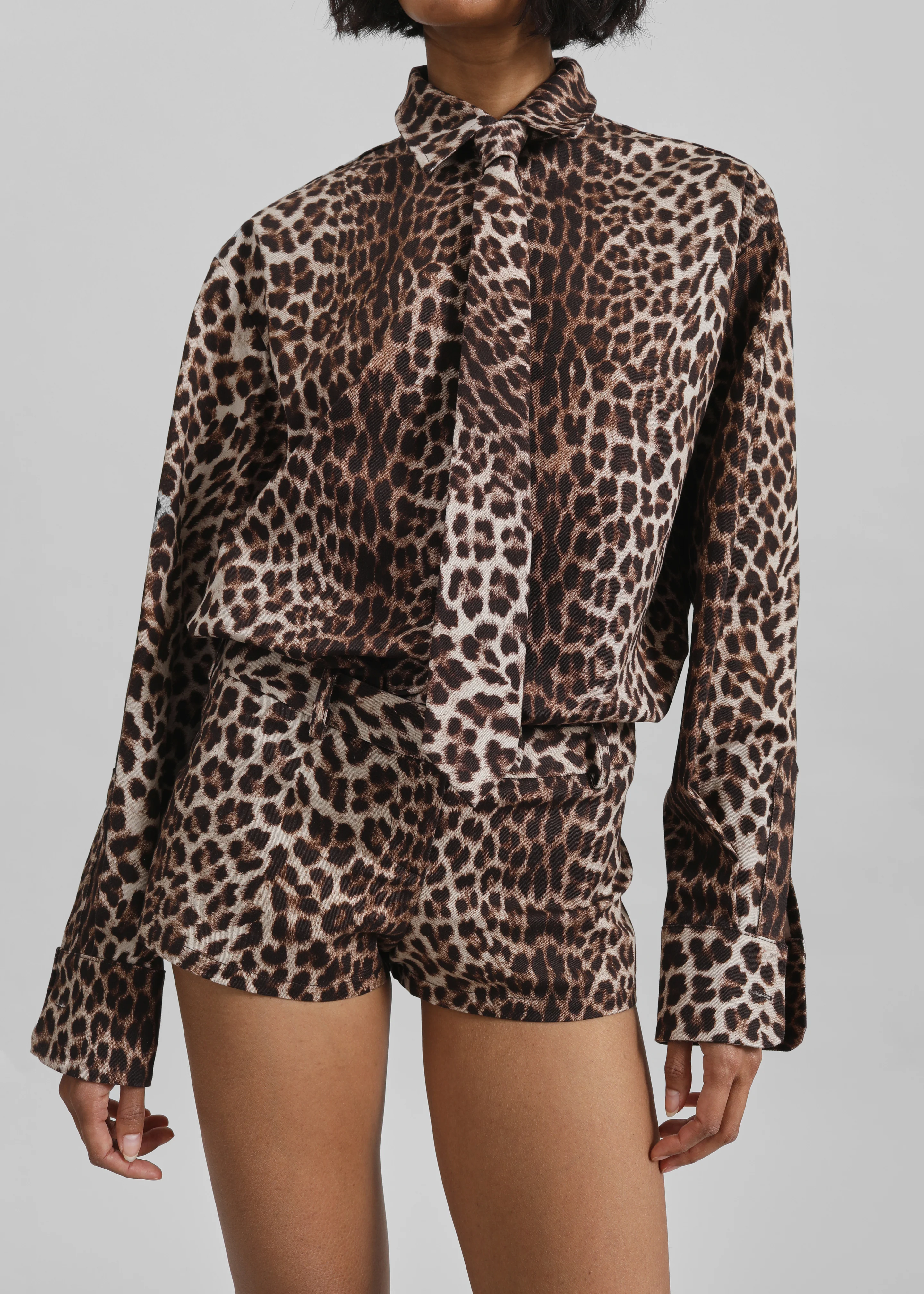 Roma Leopard Print Hot Pants - Brown - Image 4