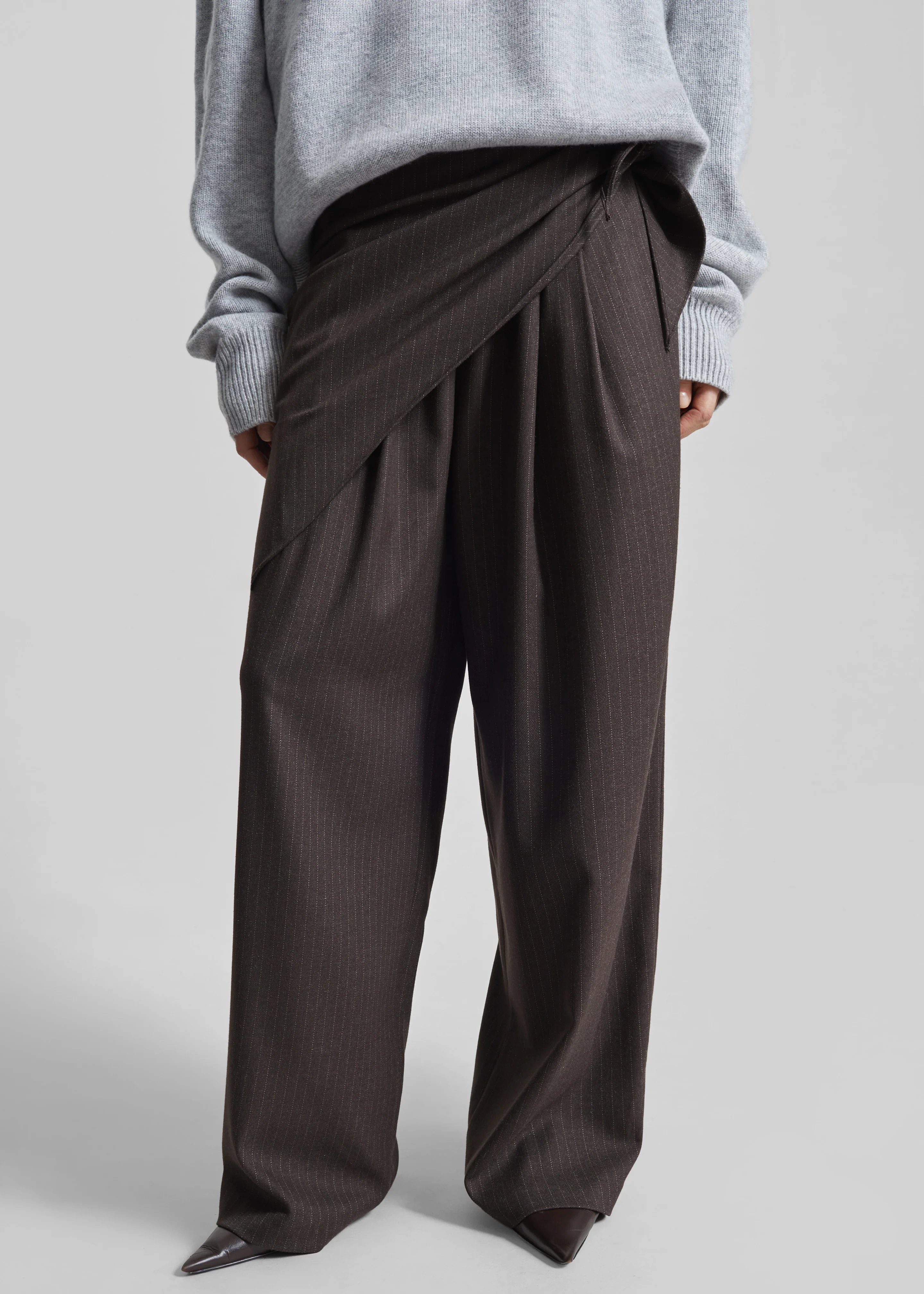Rovigo Scarf Wrap Pants - Brown Stripe