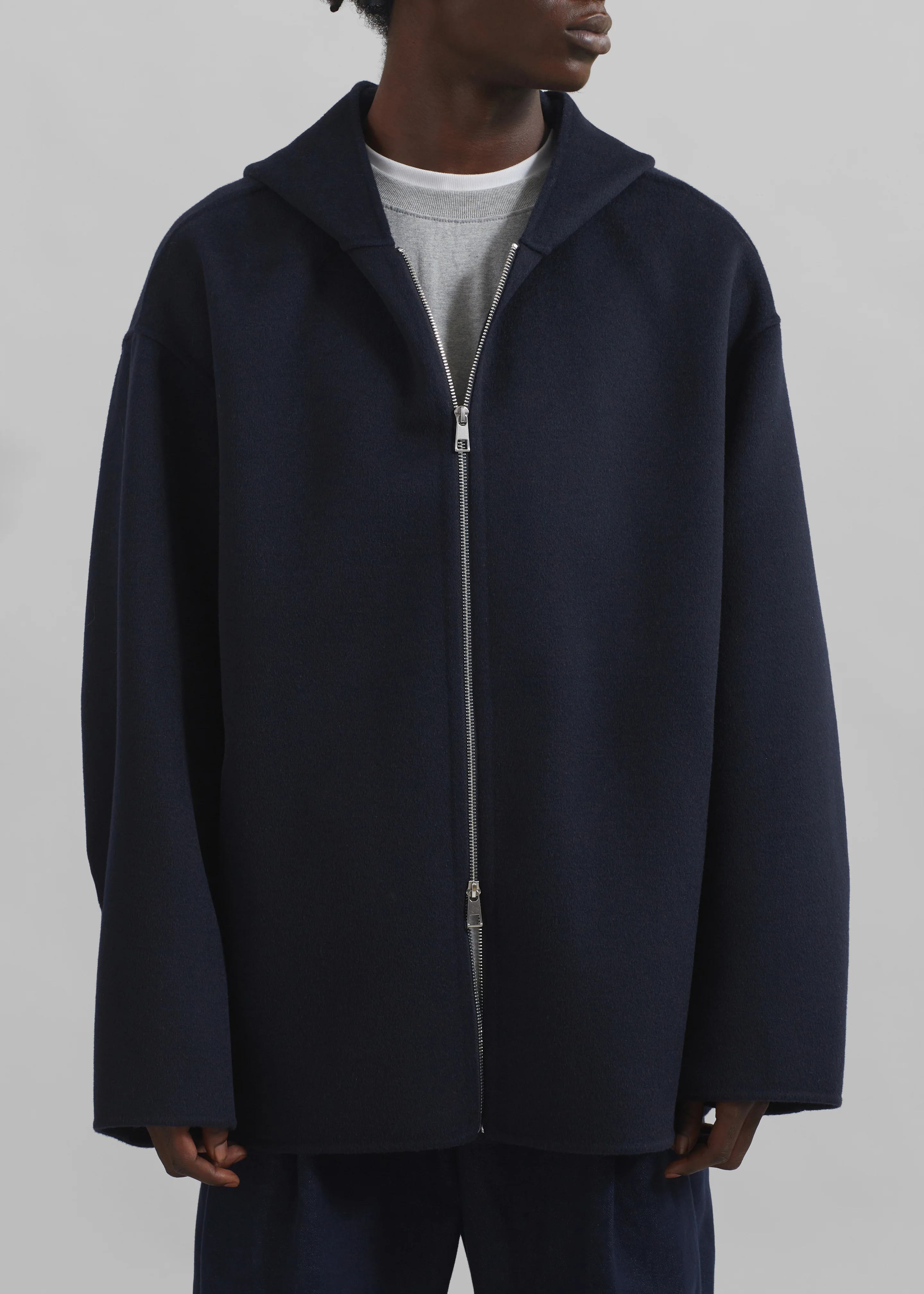 Rye Hooded Wool Jacket - Navy - Image 2