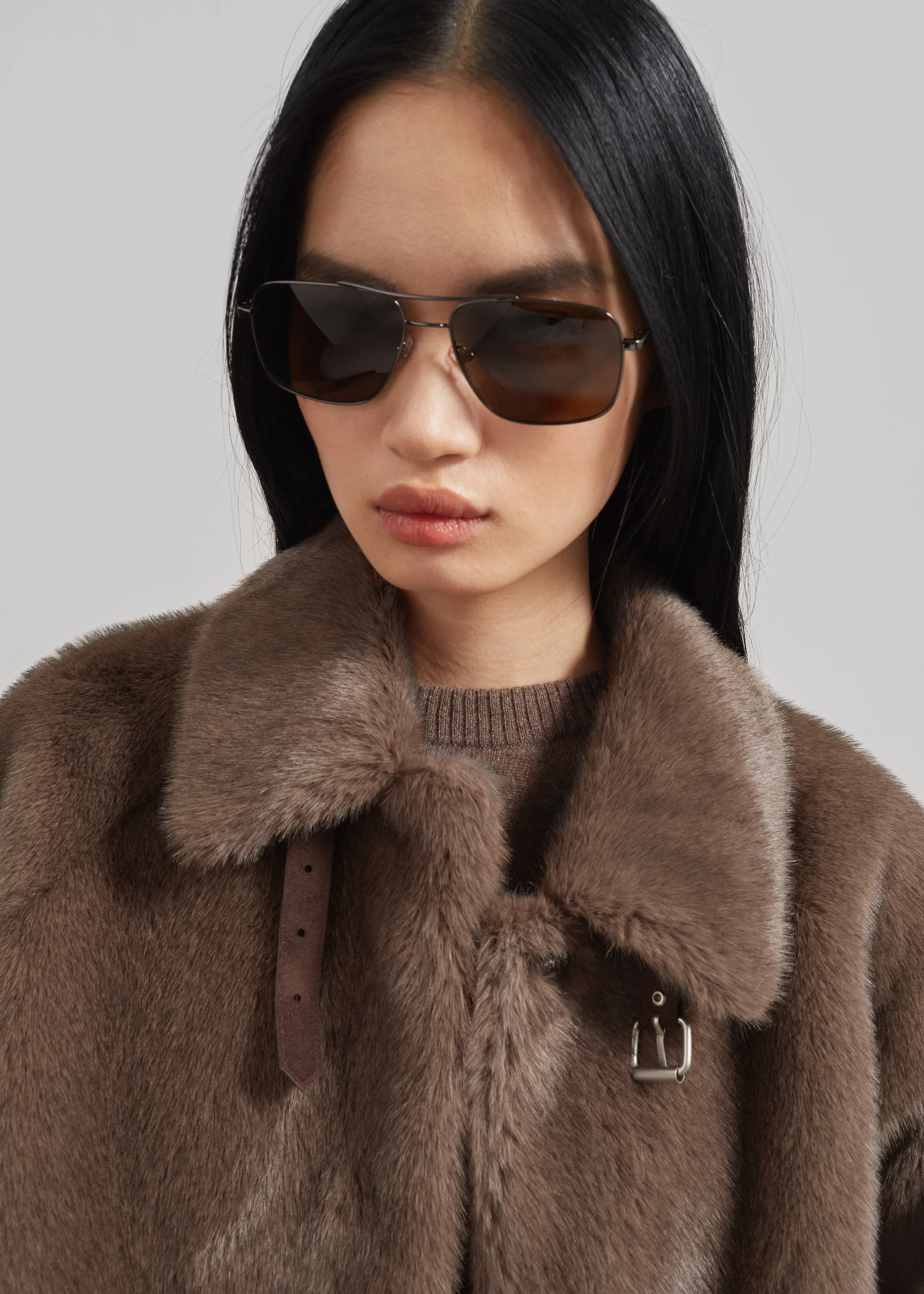 Senja Faux Fur Jacket - Brown - Image 2