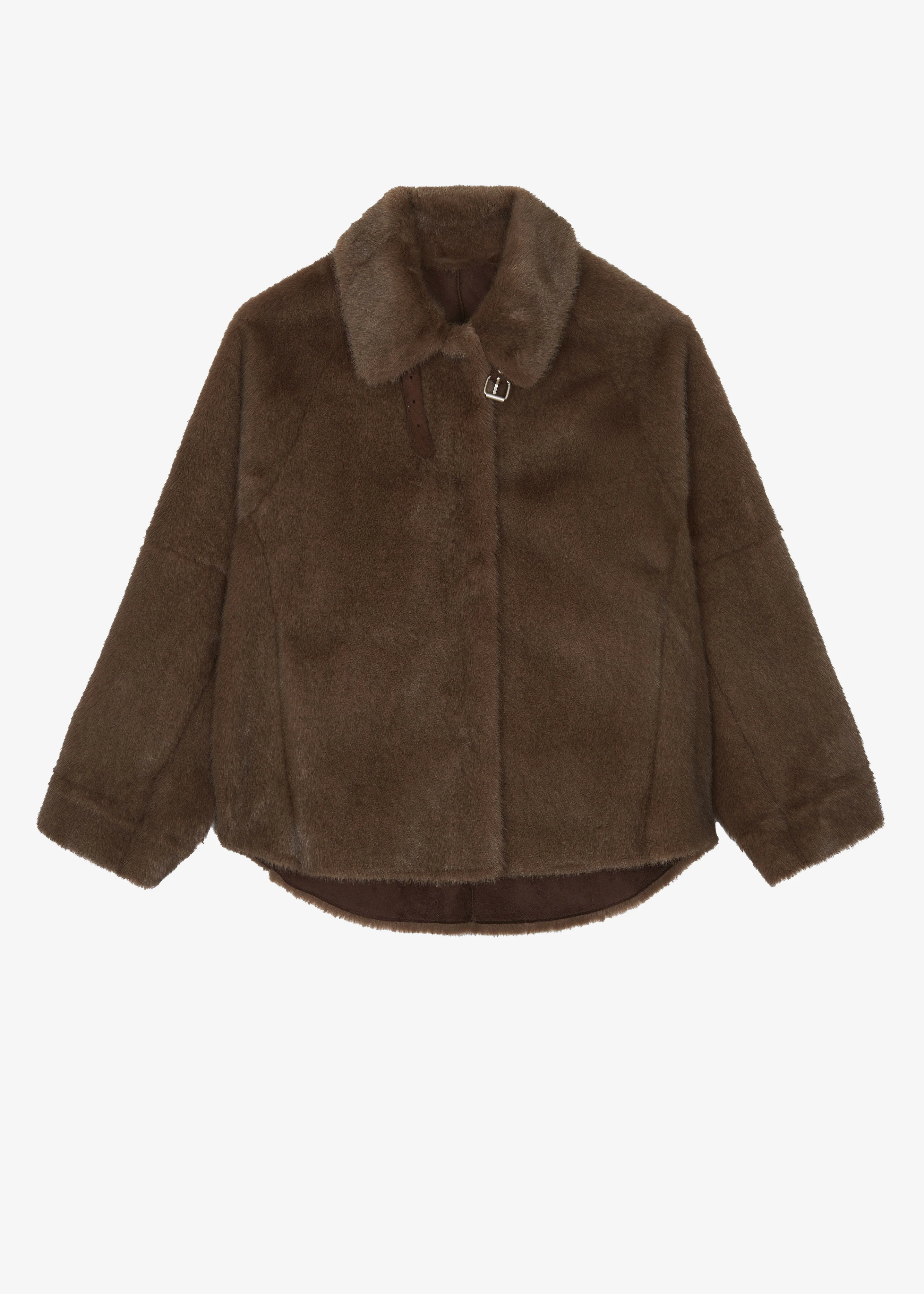 Senja Faux Fur Jacket - Brown - Image 8