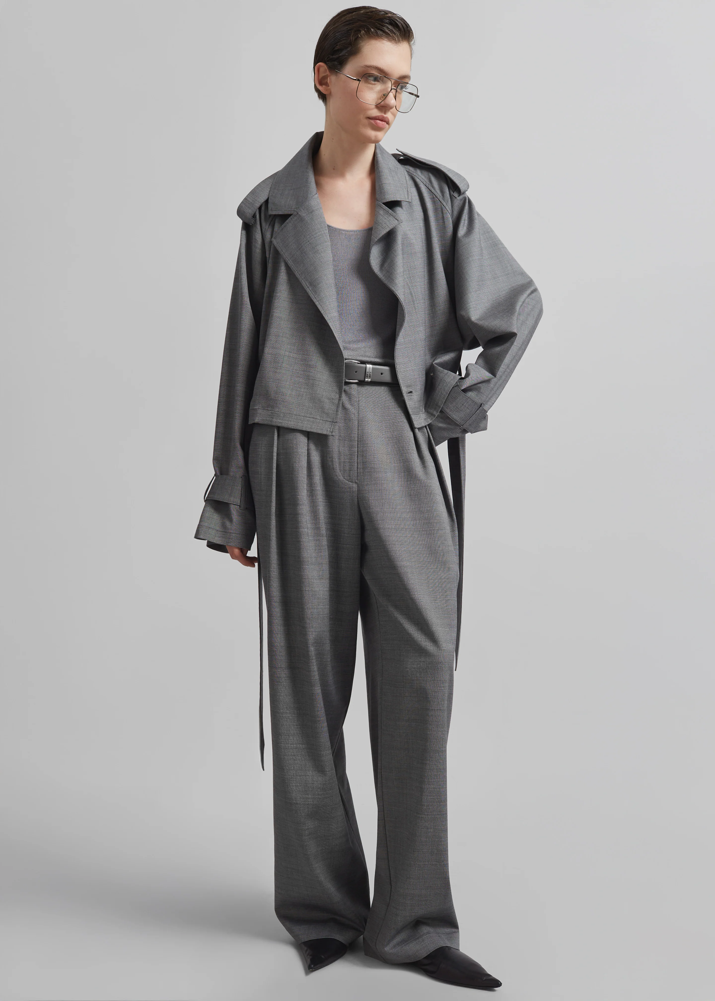 Simona Short Trench - Grey Melange - Image 2