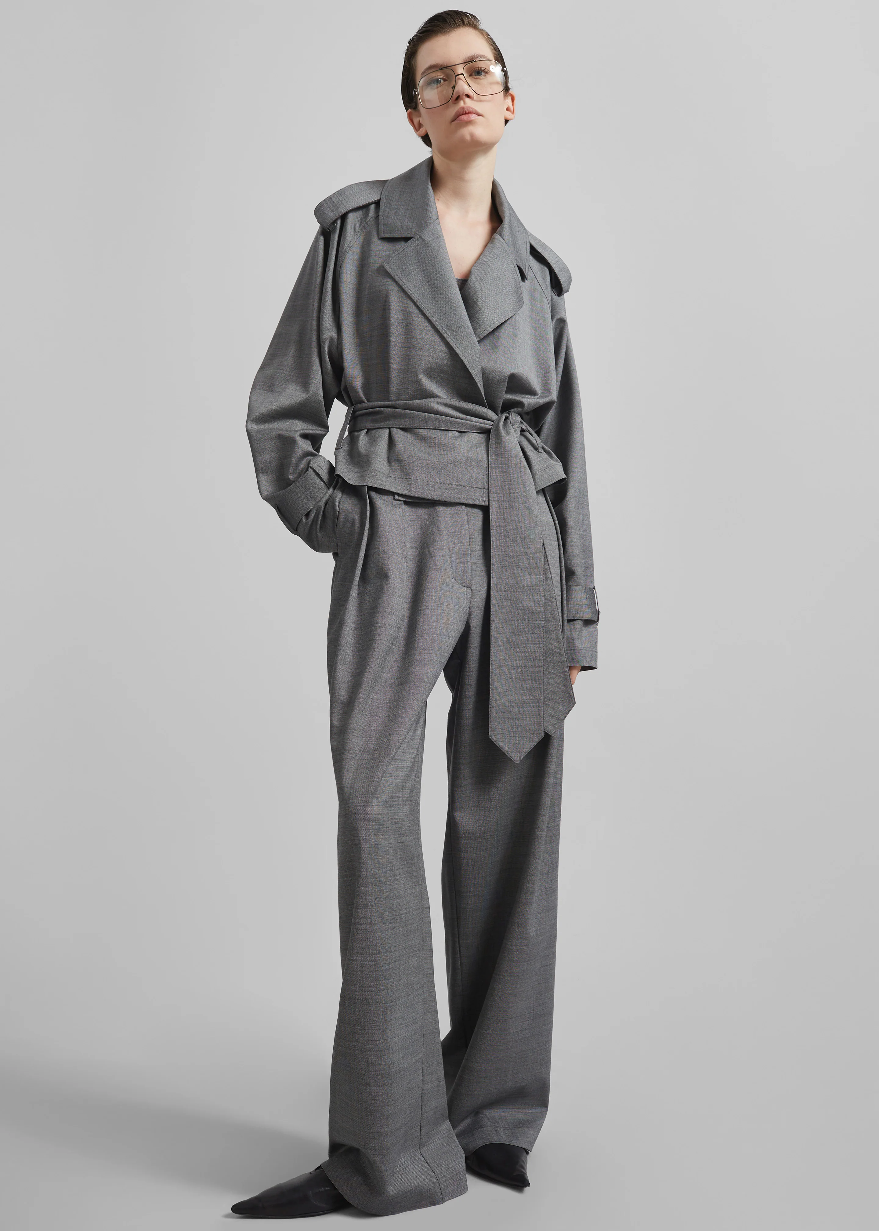 Simona Short Trench - Grey Melange - Image 3
