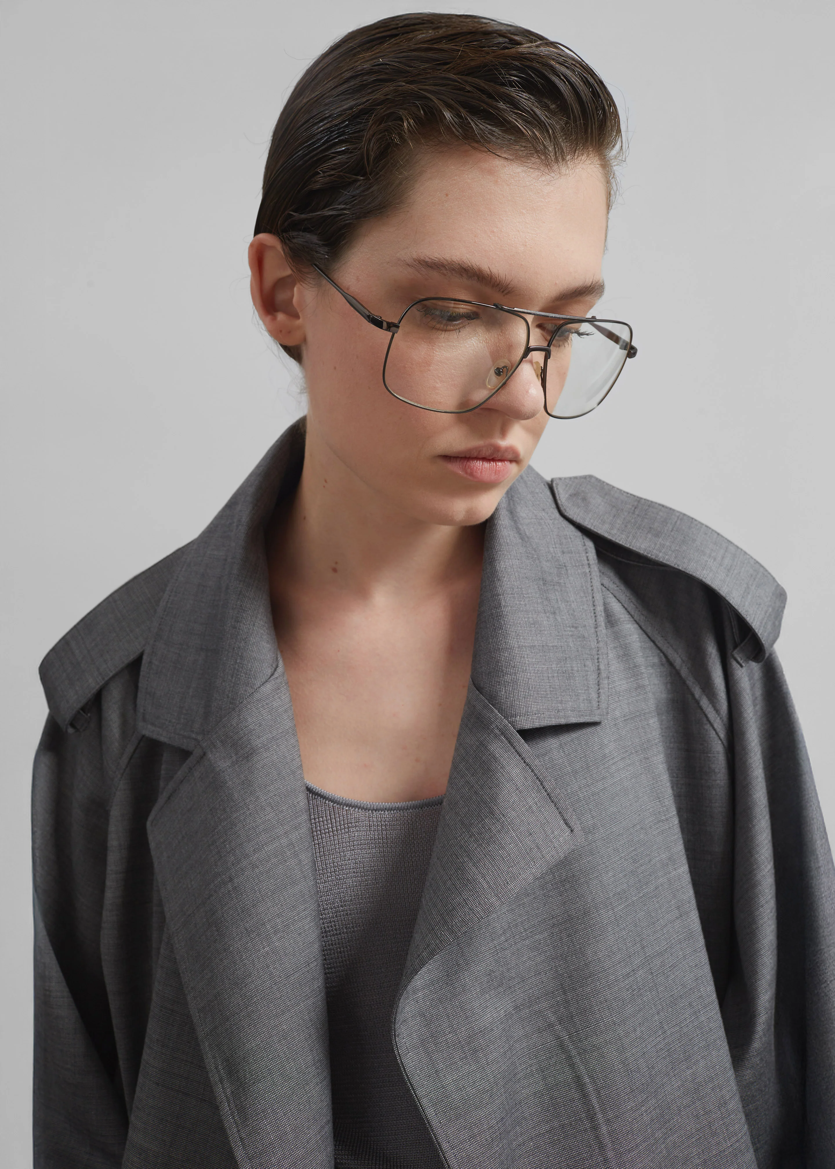 Simona Short Trench - Grey Melange - Image 4