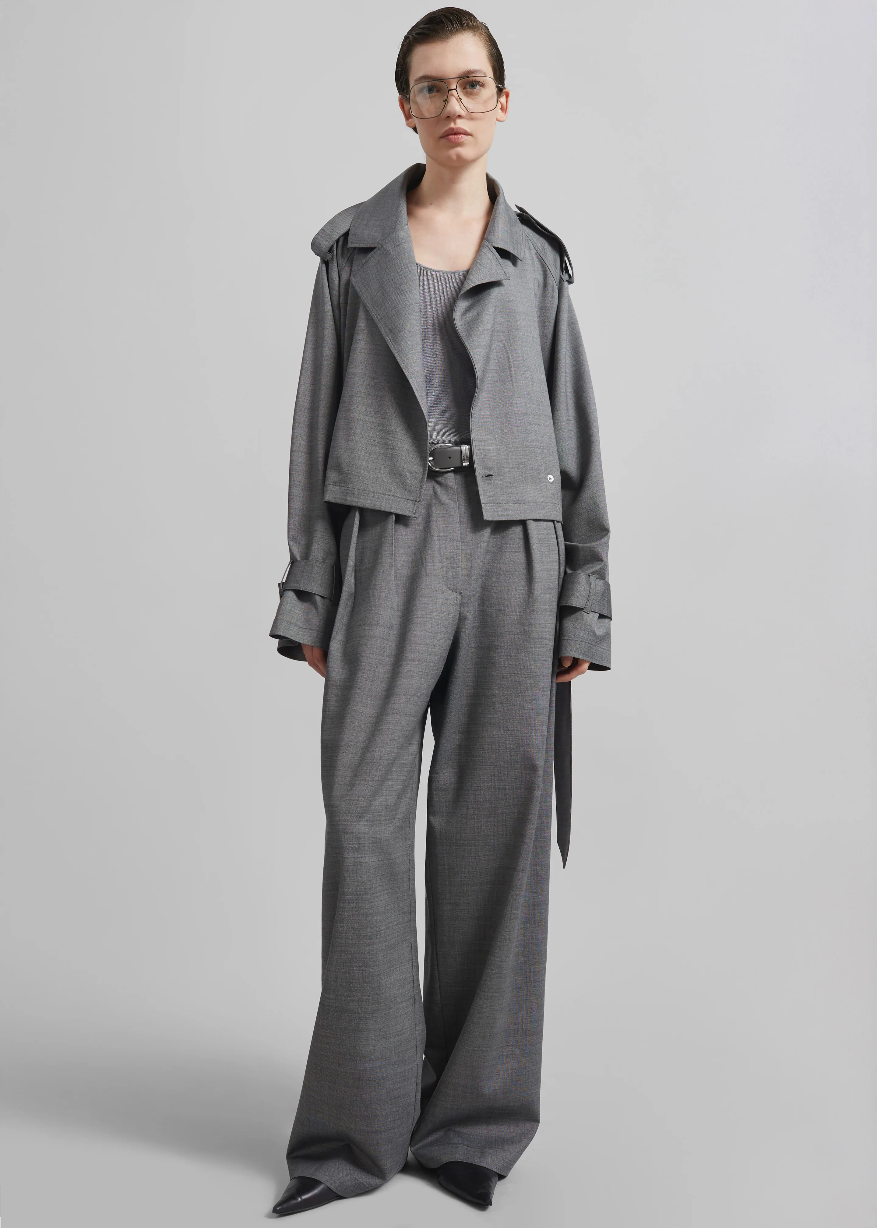 Simona Short Trench - Grey Melange - Image 6