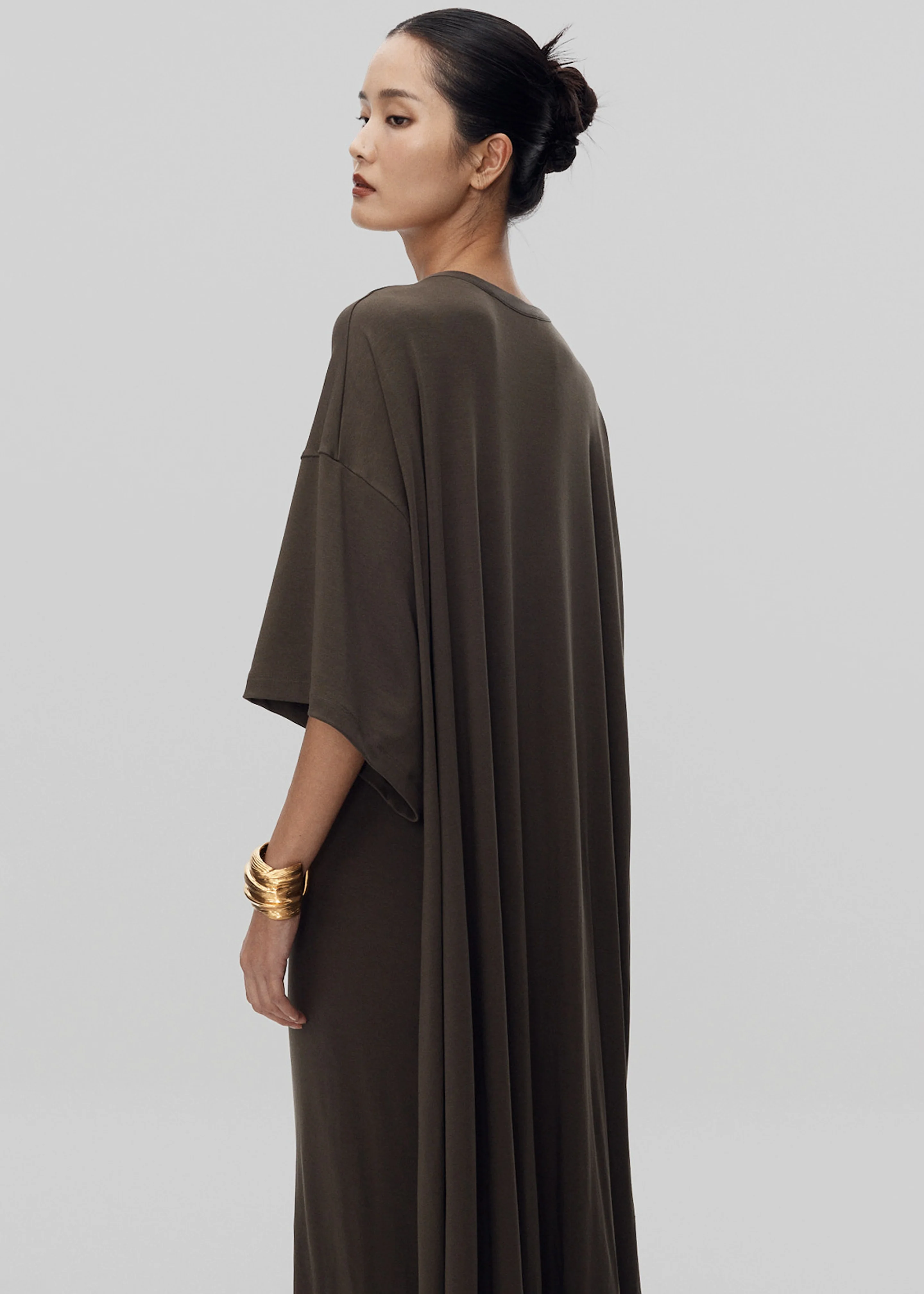 Sintra Jersey Draped Maxi Dress - Dark Olive - Image 2