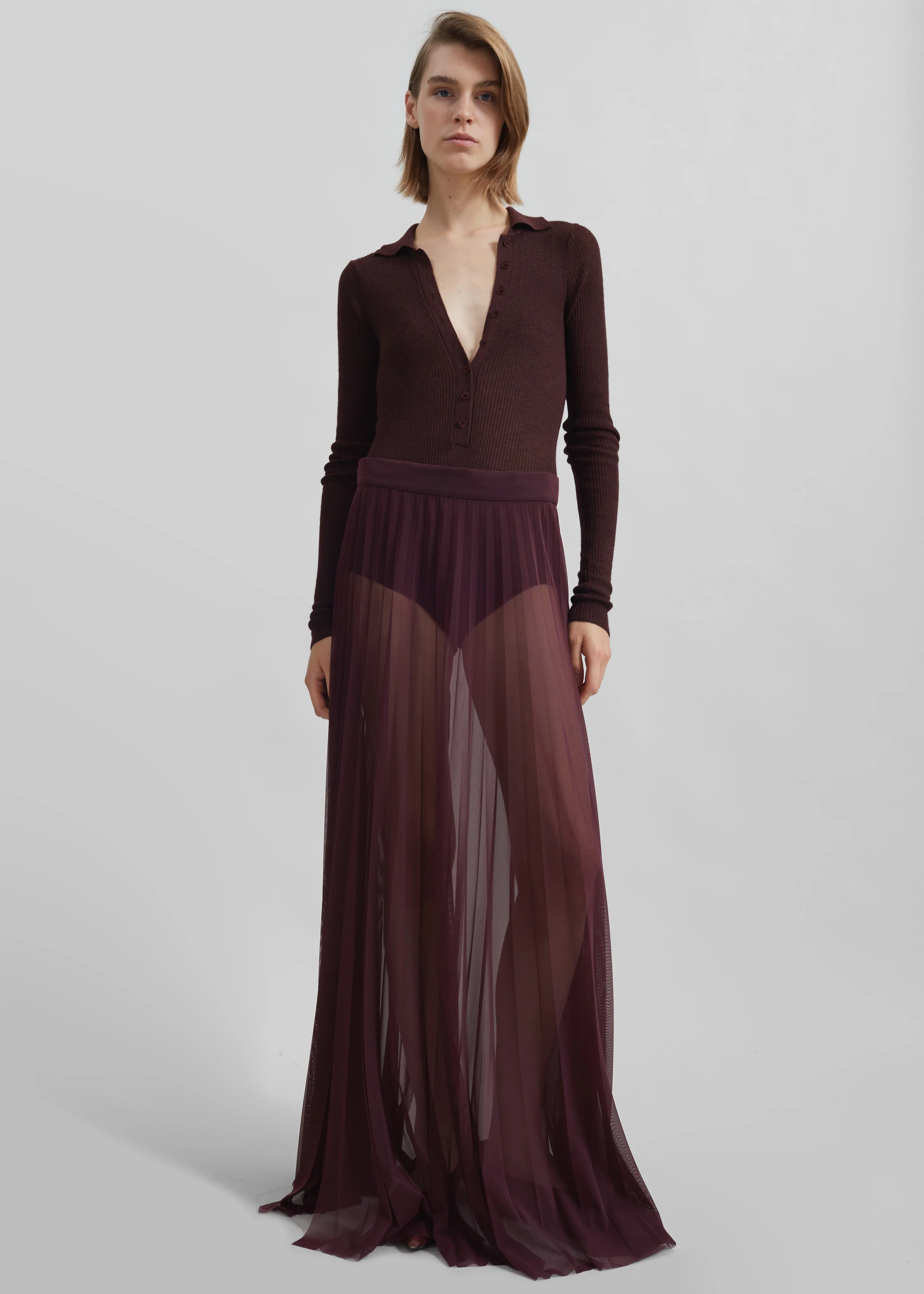 Solana Polo Bodysuit - Burgundy - Image 2