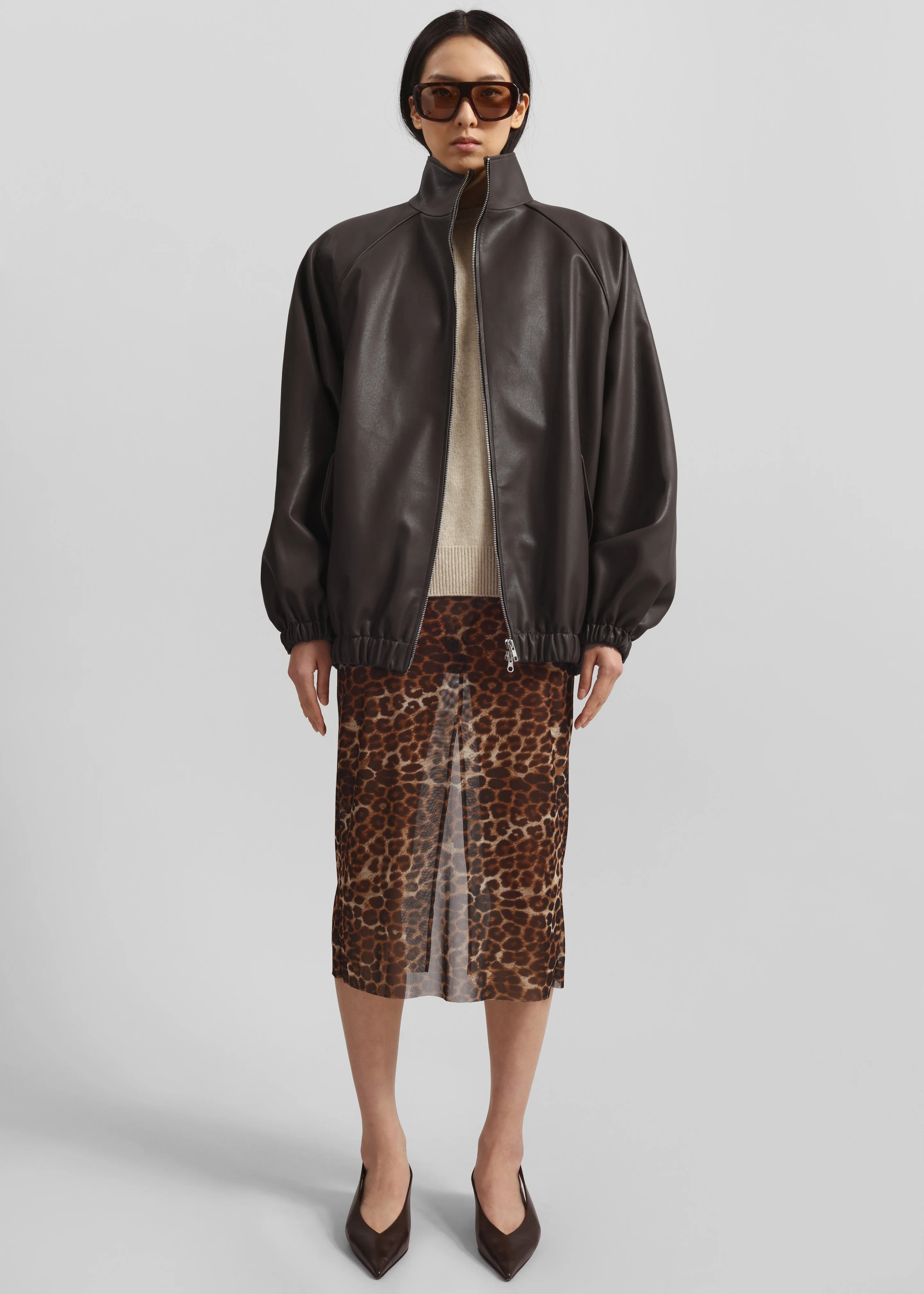 Suva Sheer Leopard Skirt - Brown - Image 2