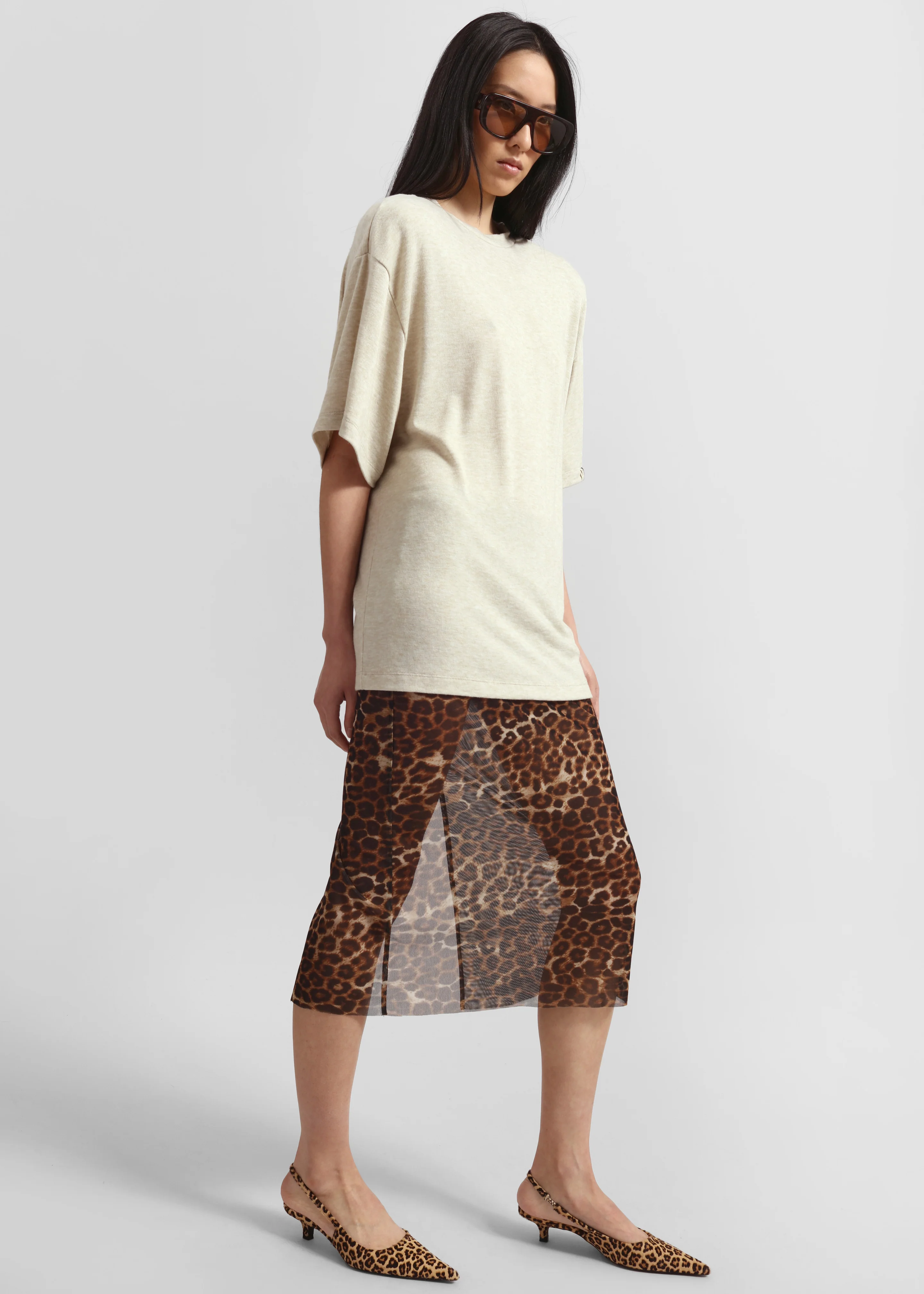 Suva Sheer Leopard Skirt - Brown - Image 7