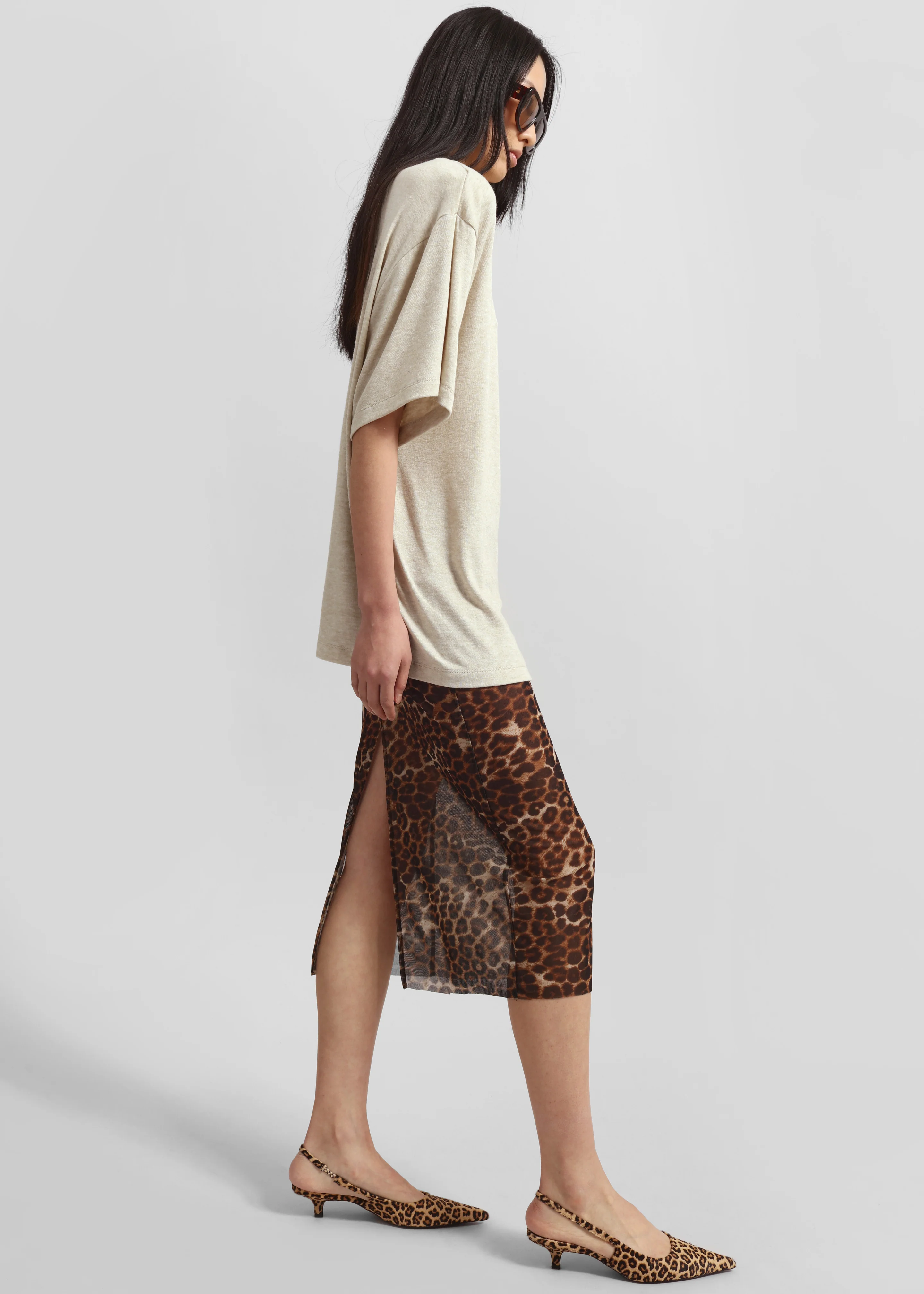 Suva Sheer Leopard Skirt - Brown - Image 9