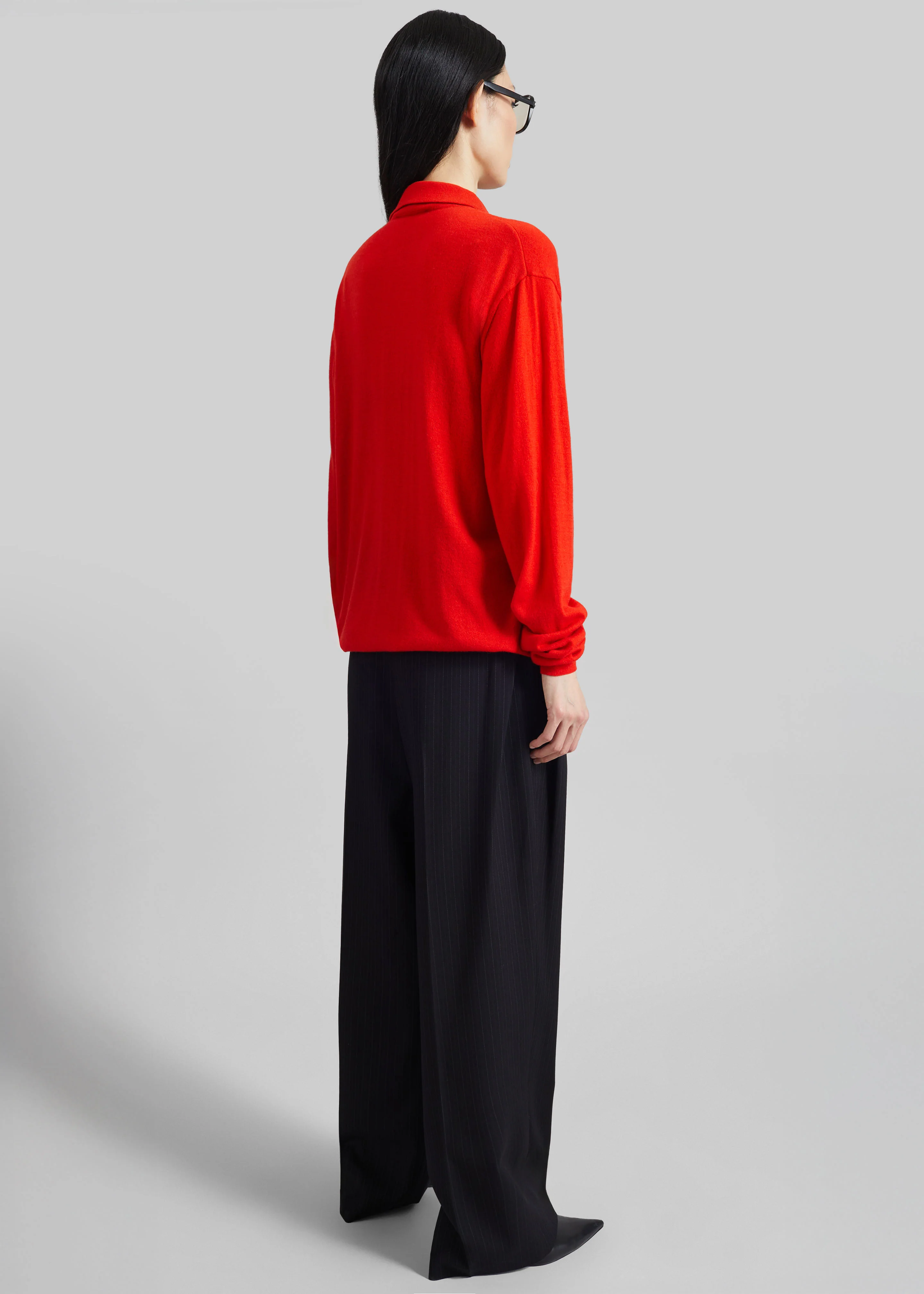 Tala Knit V-Neck Polo - Red - Image 6