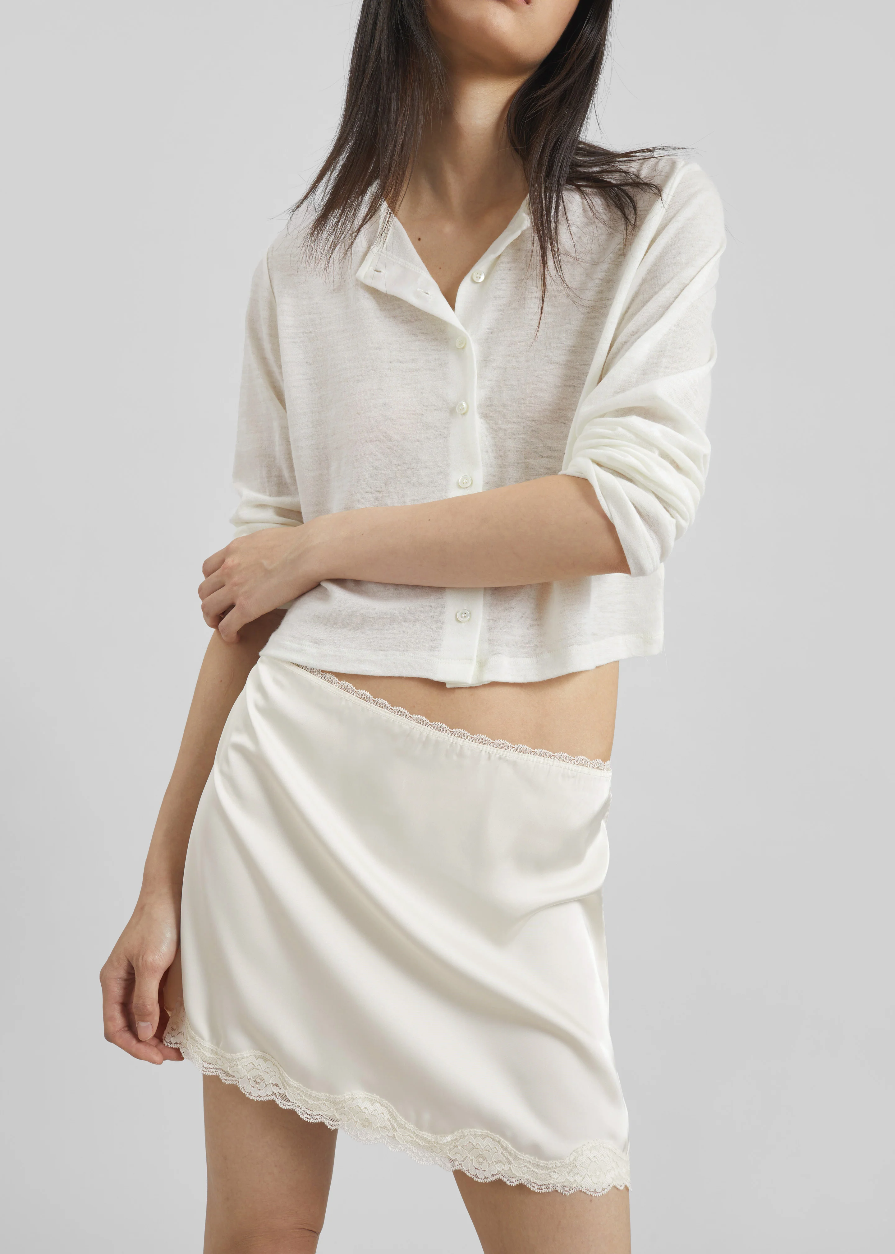 Tanvi Lace Mini Skirt - Ivory