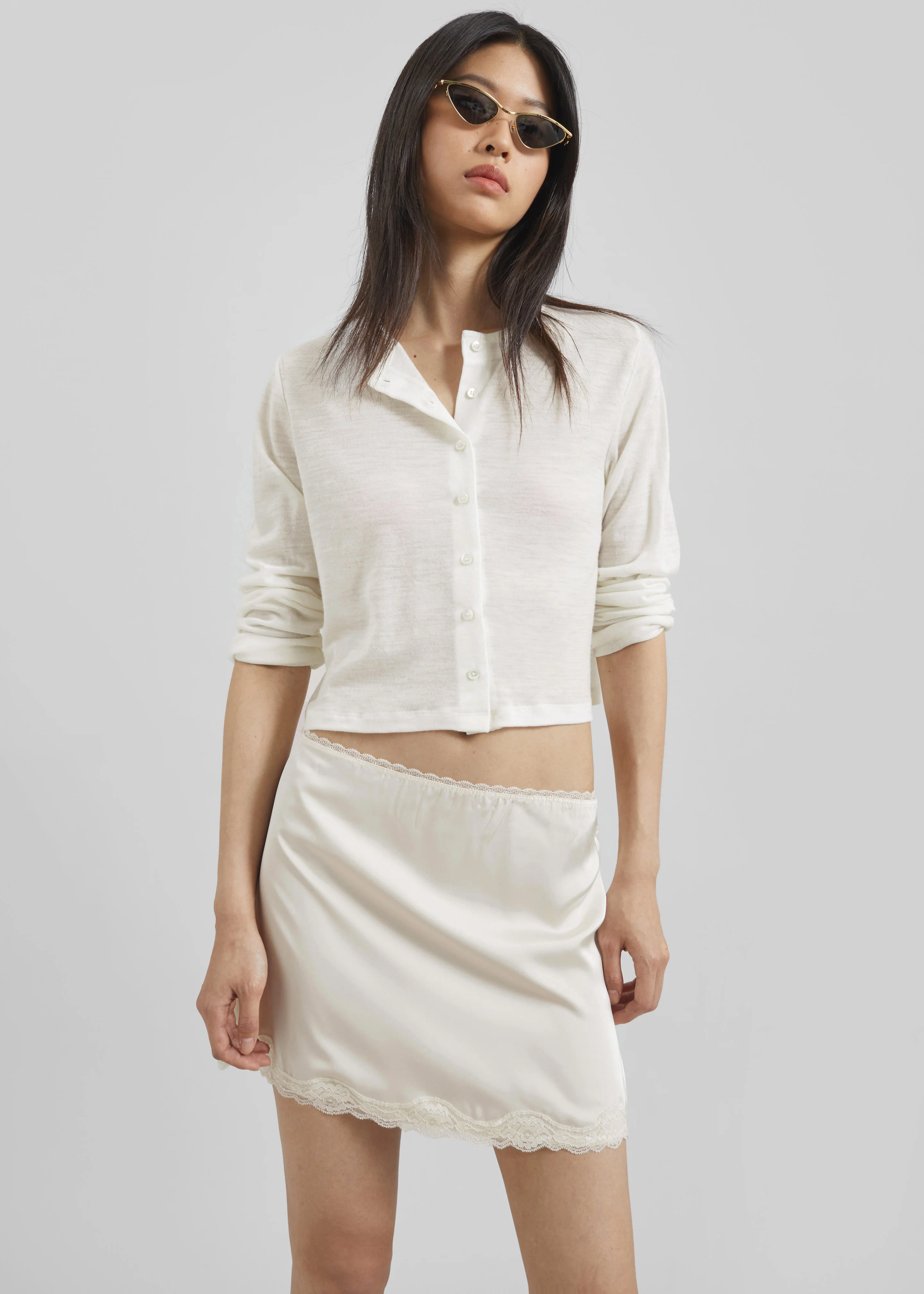 Tanvi Lace Mini Skirt - Ivory - Image 3