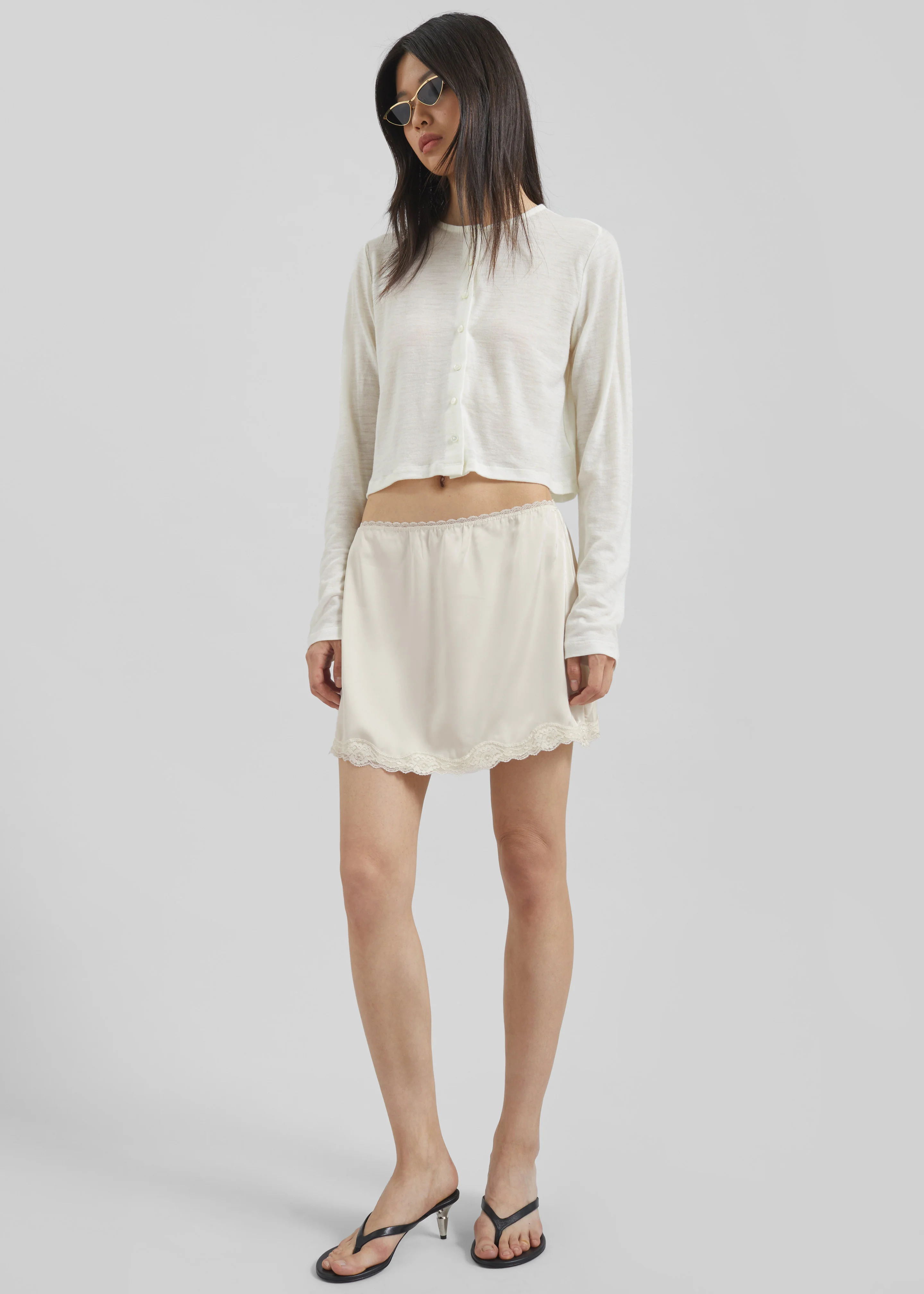Tanvi Lace Mini Skirt - Ivory - Image 4