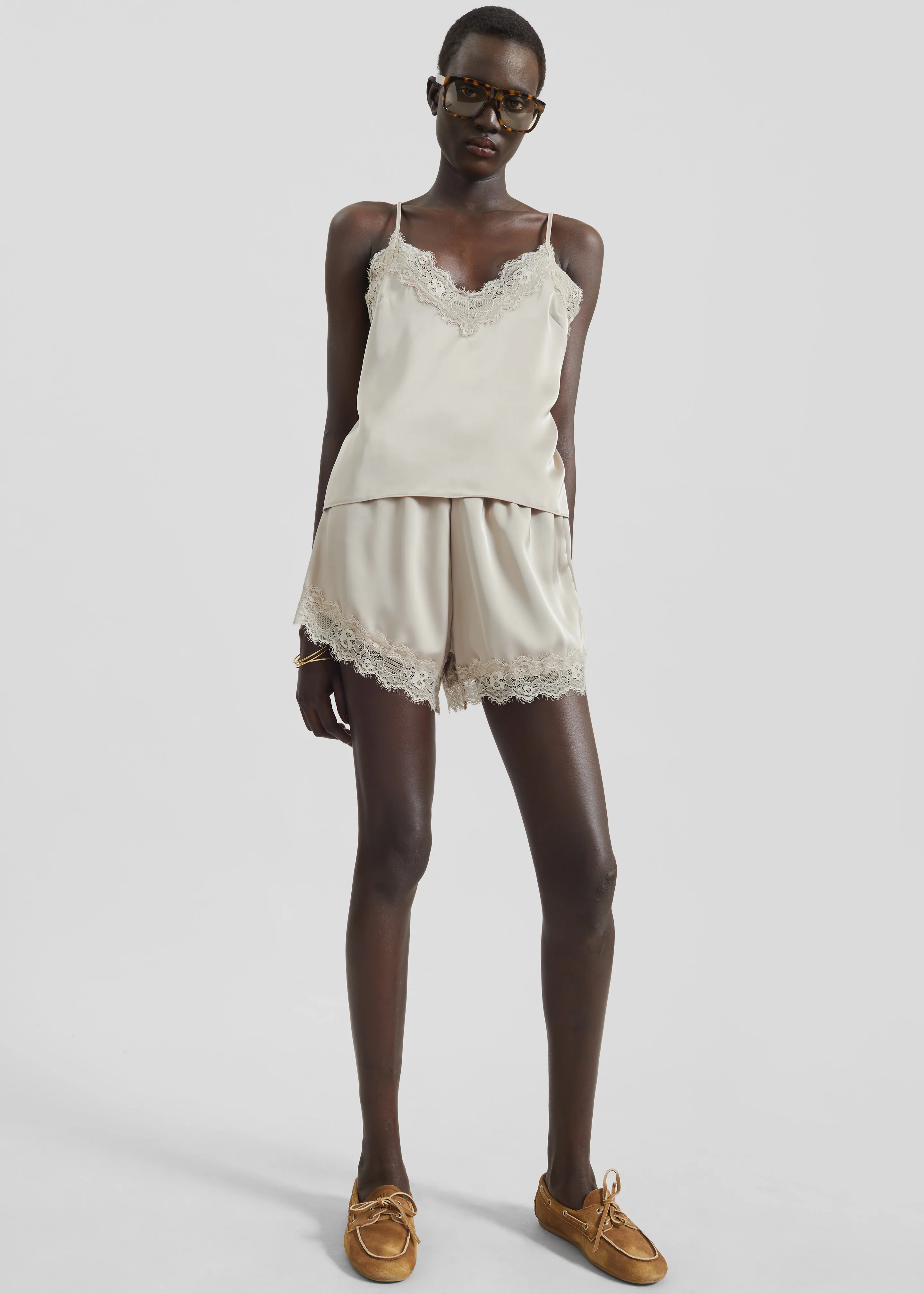 Varnell Satin Lace Top - Beige - Image 4