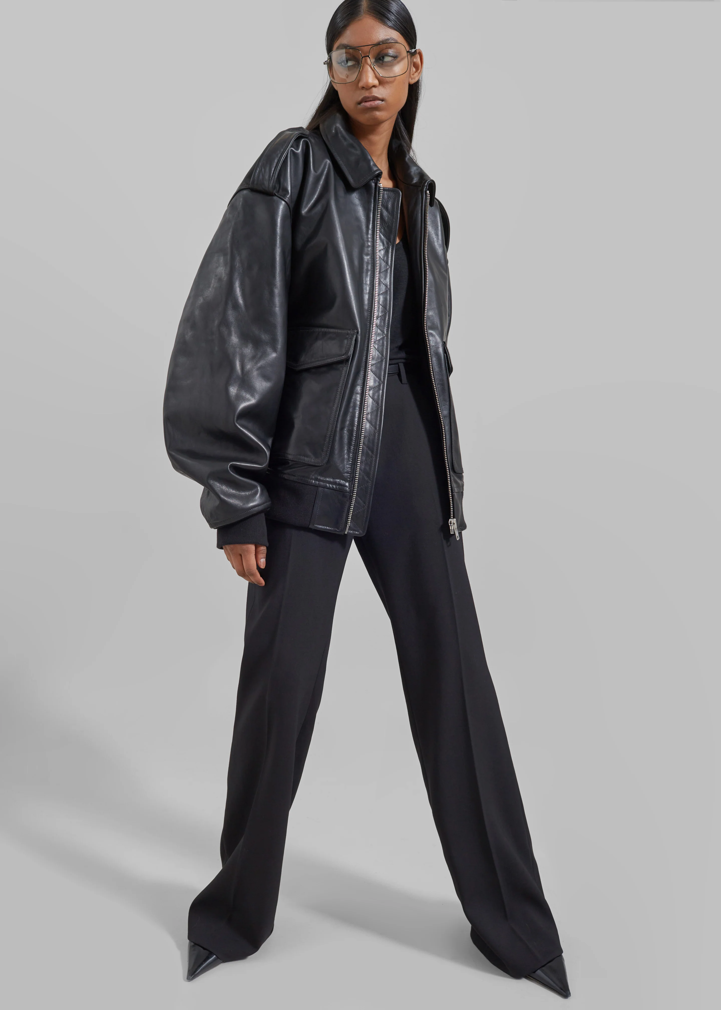 Viper Leather Jacket - Black - Image 2
