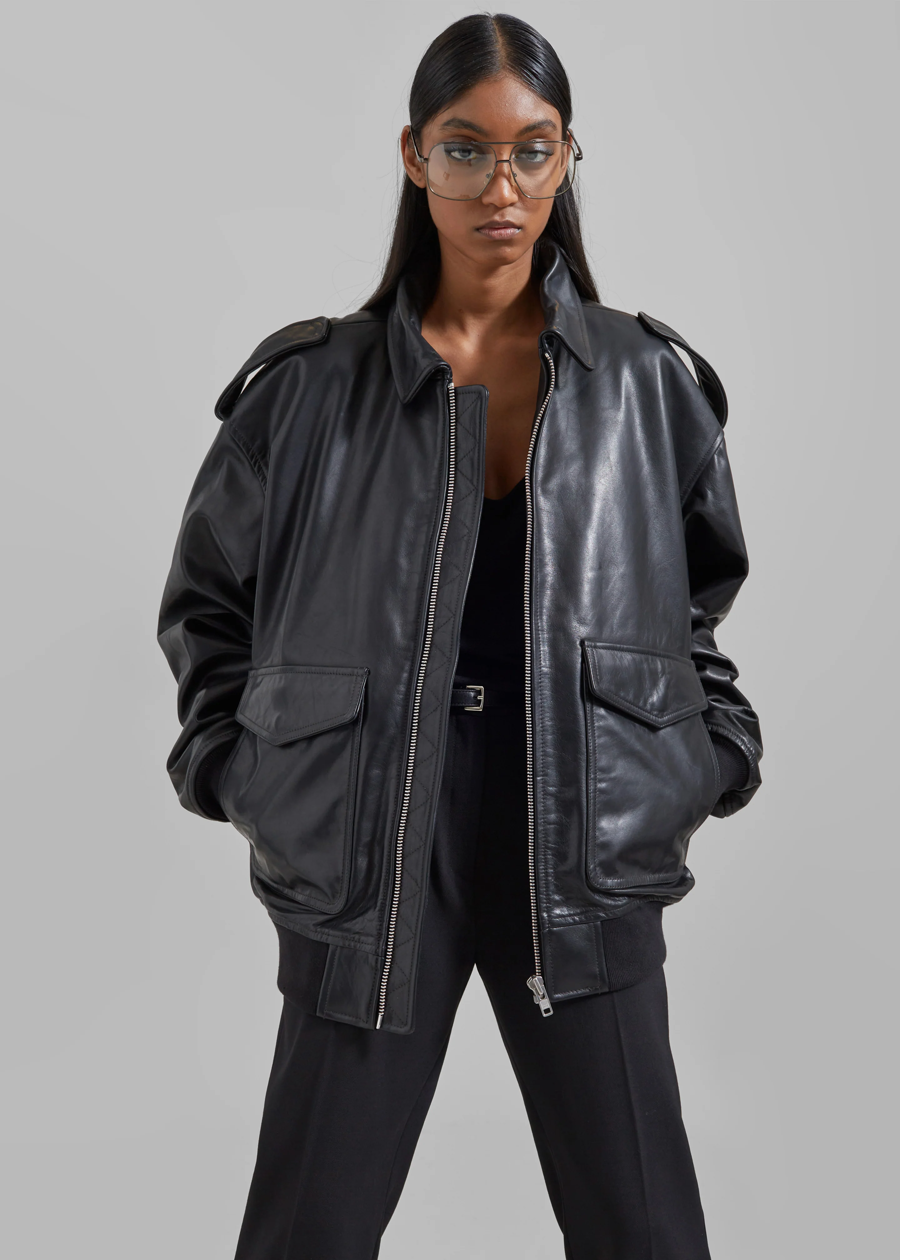 Viper Leather Jacket - Black - Image 9