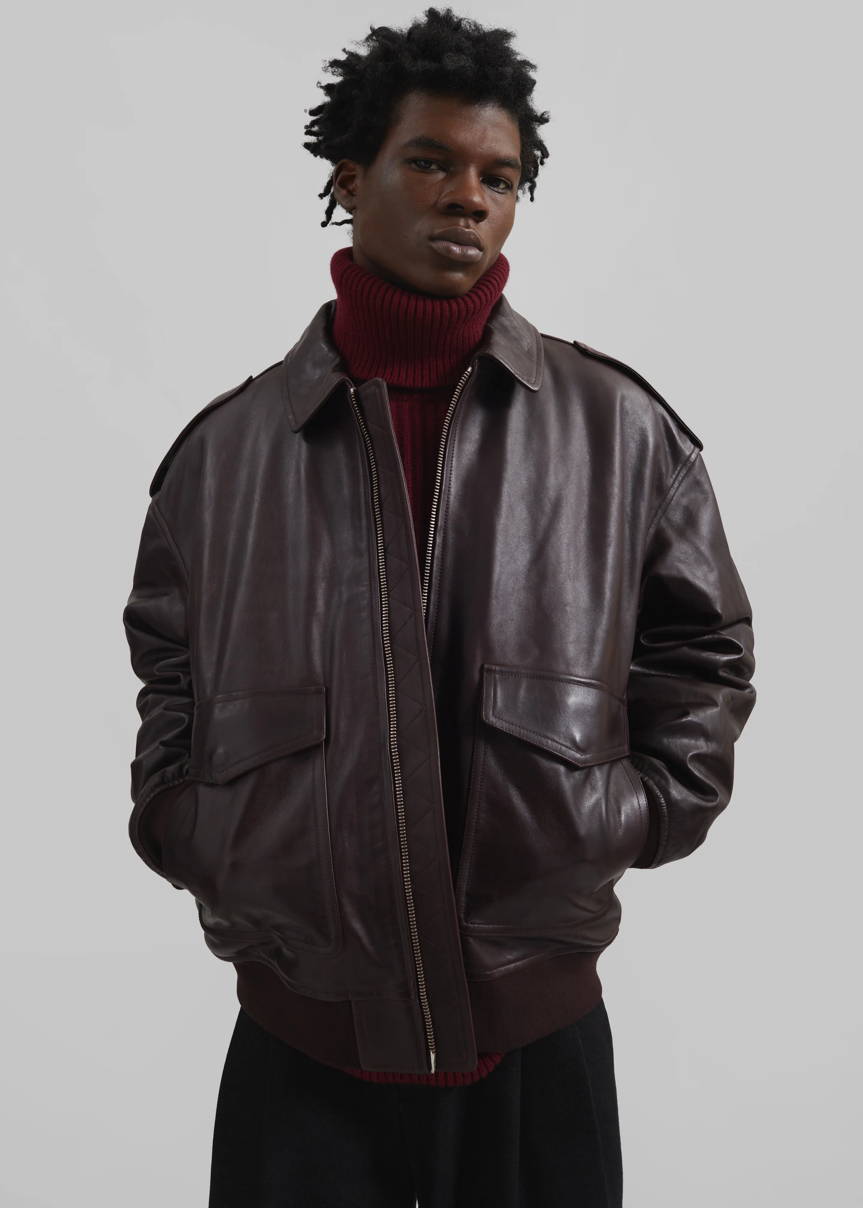 Viper Leather Jacket - Dark Plum - Image 13