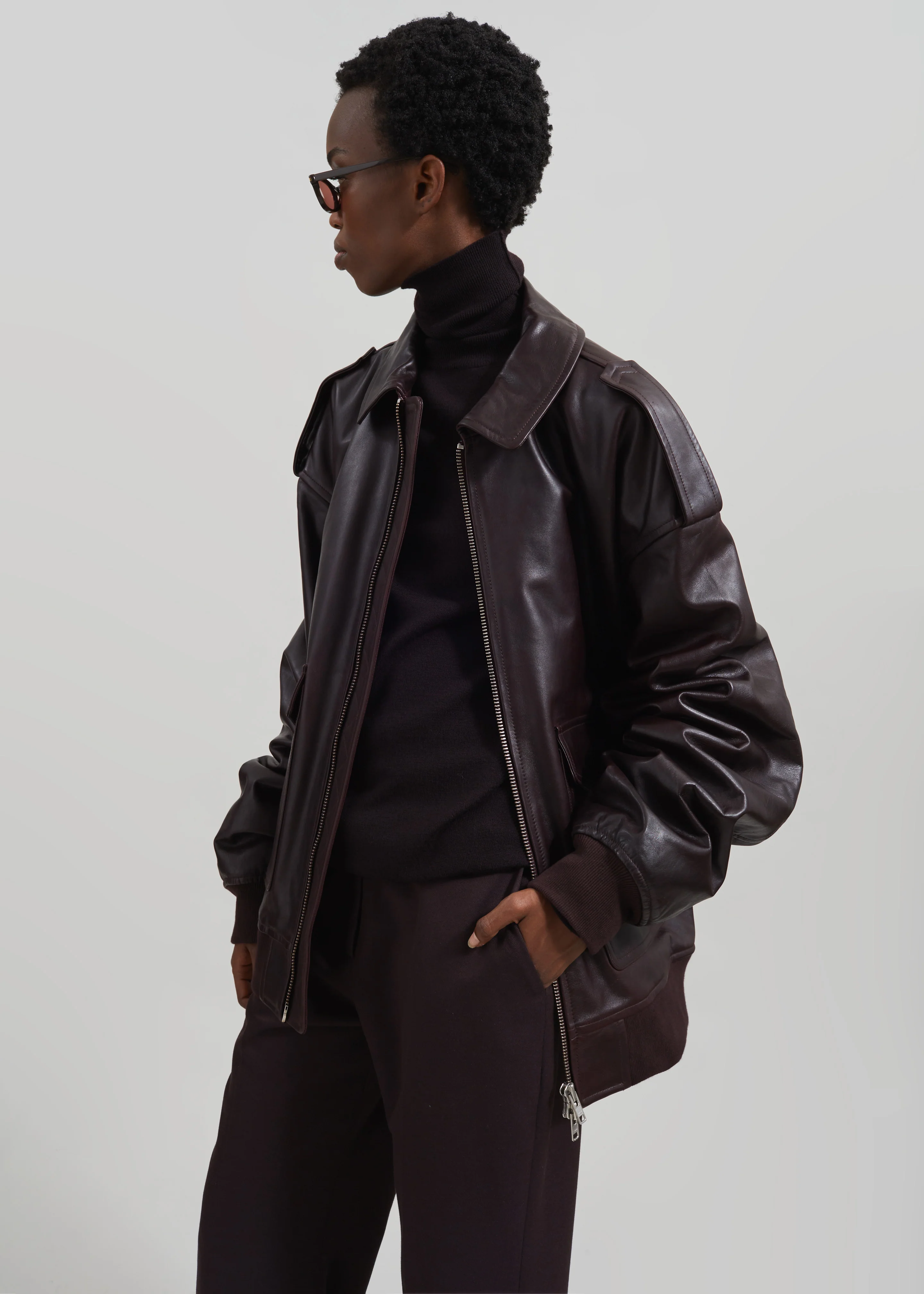 Viper Leather Jacket - Dark Plum - Image 7