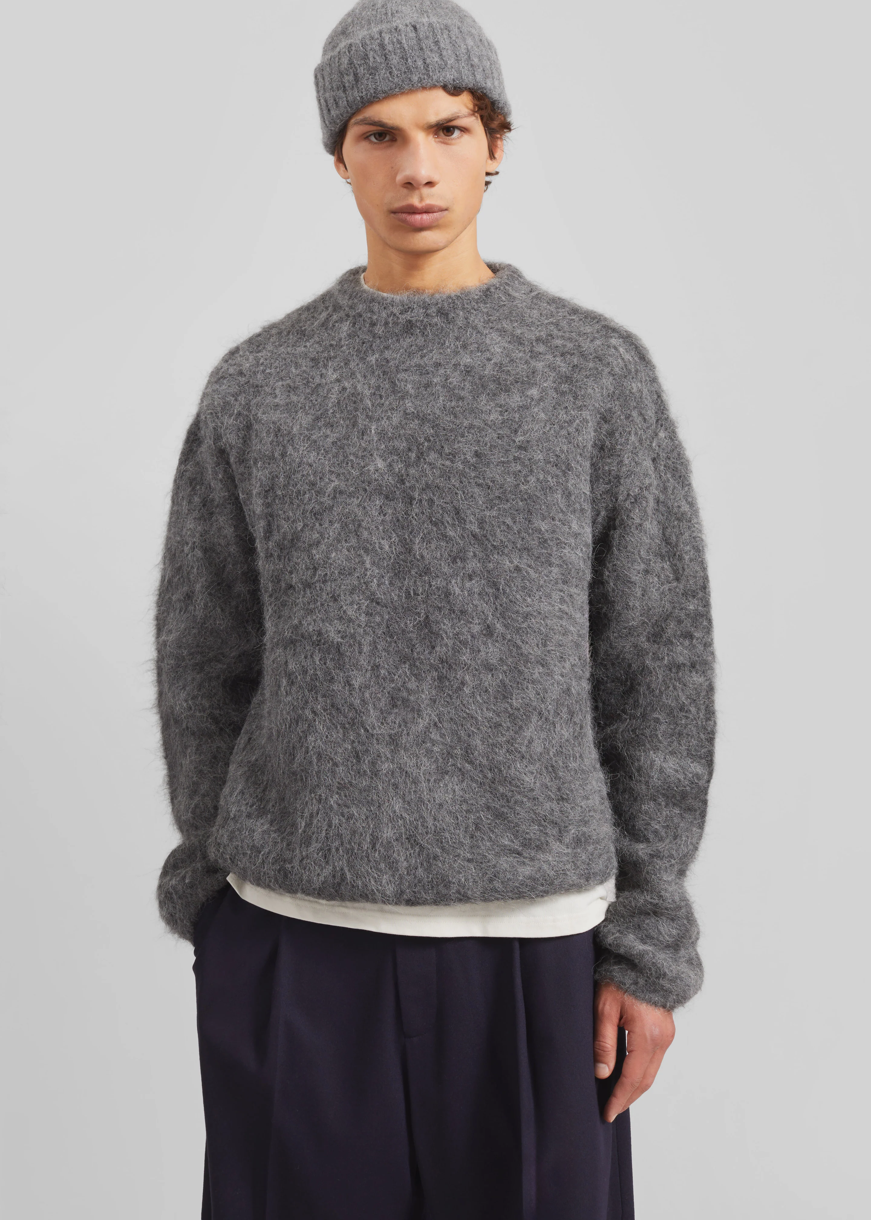 Willy Alpaca Knit Sweater - Grey - Image 4