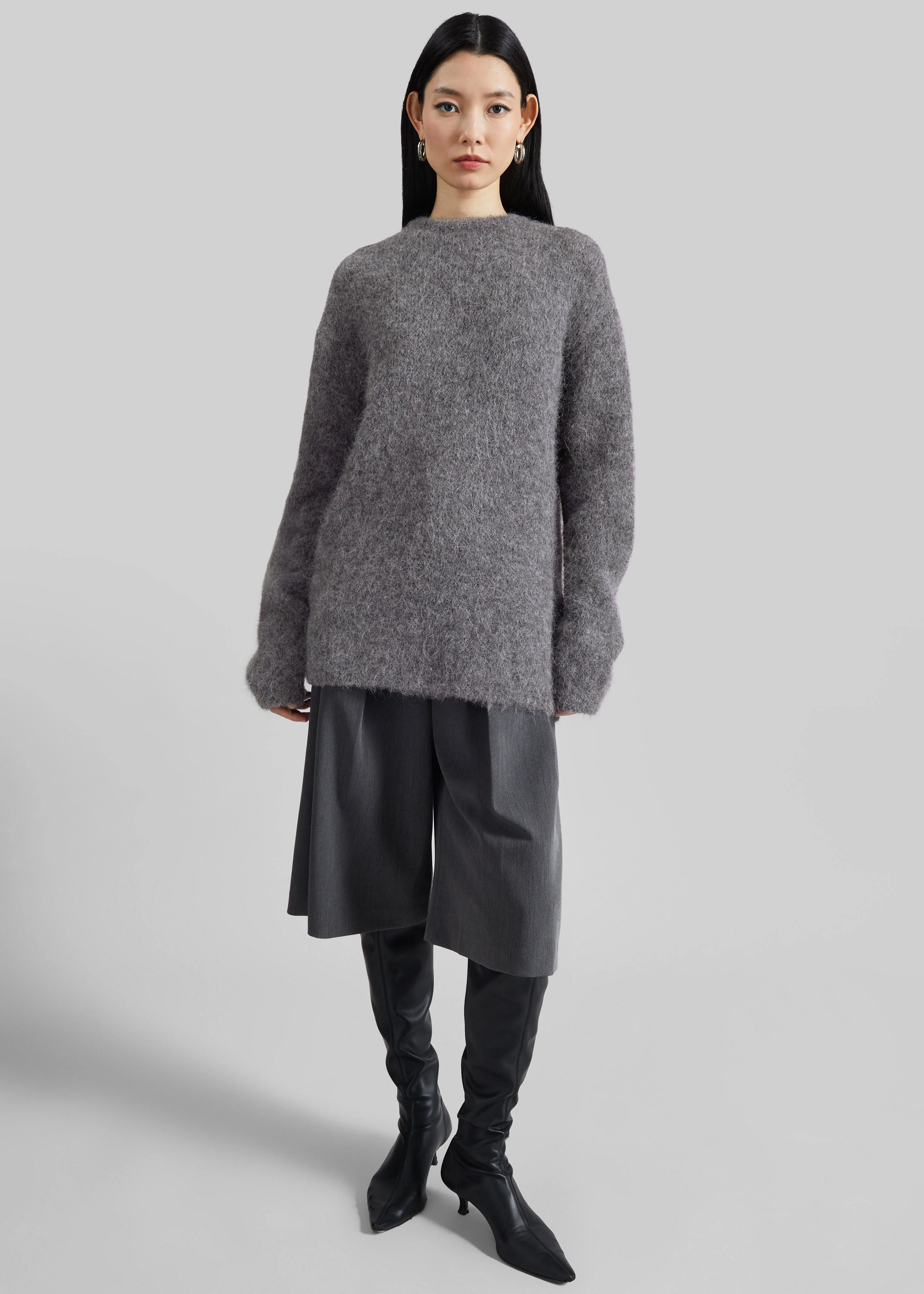 Willy Alpaca Knit Sweater - Grey - Image 5