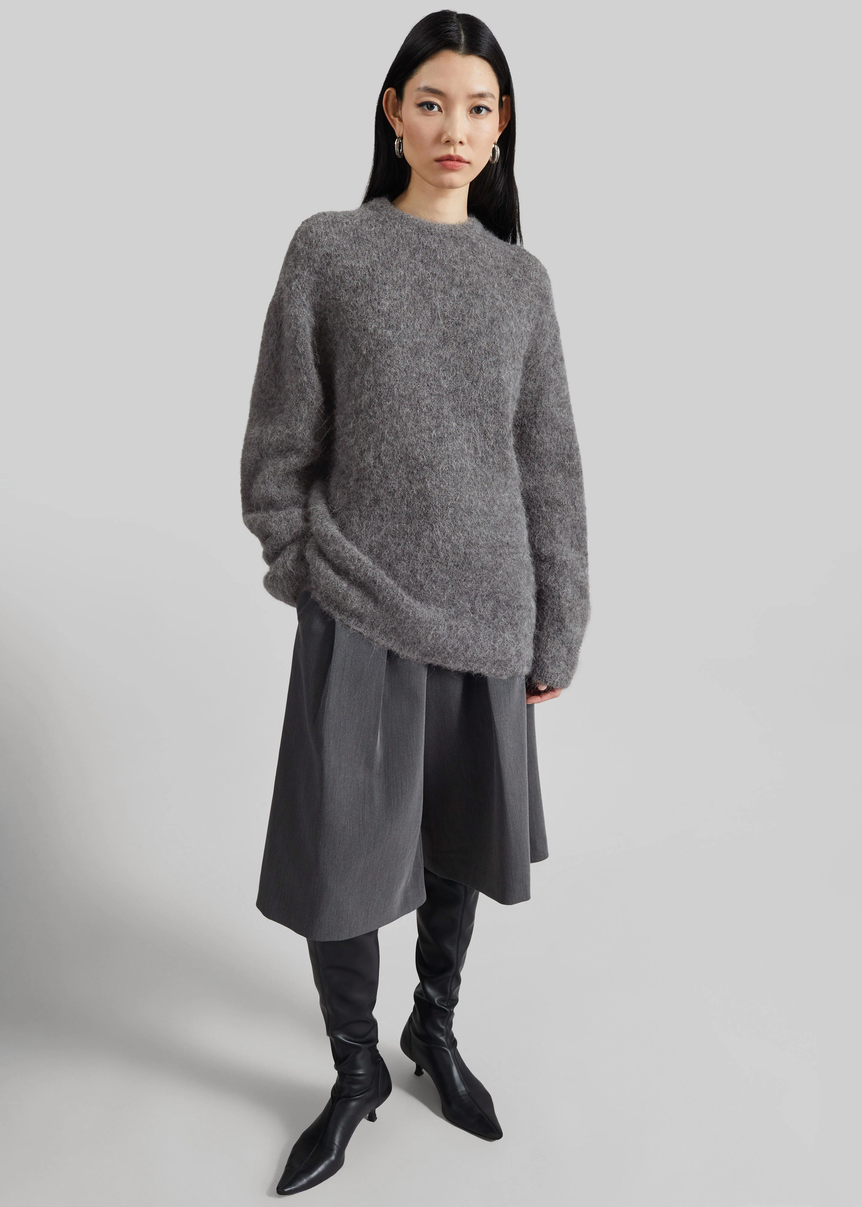 Willy Alpaca Knit Sweater - Grey - Image 6