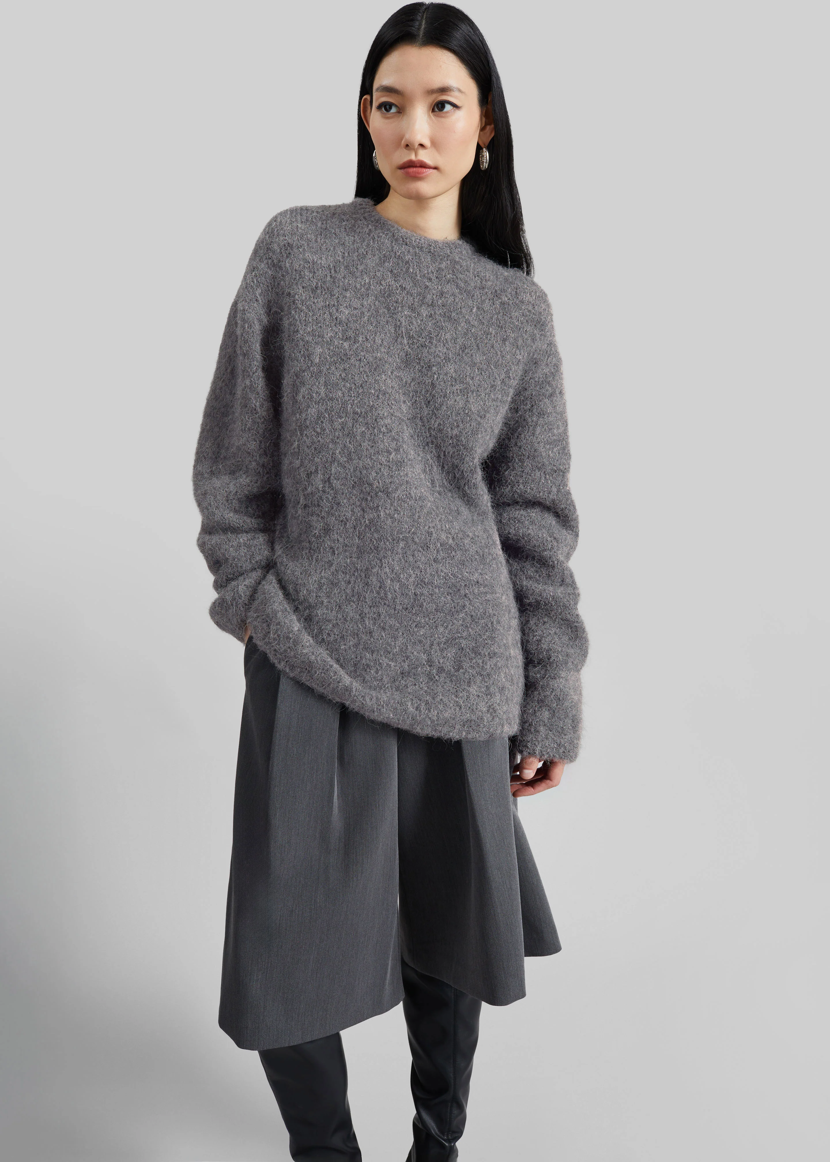 Willy Alpaca Knit Sweater - Grey - Image 8