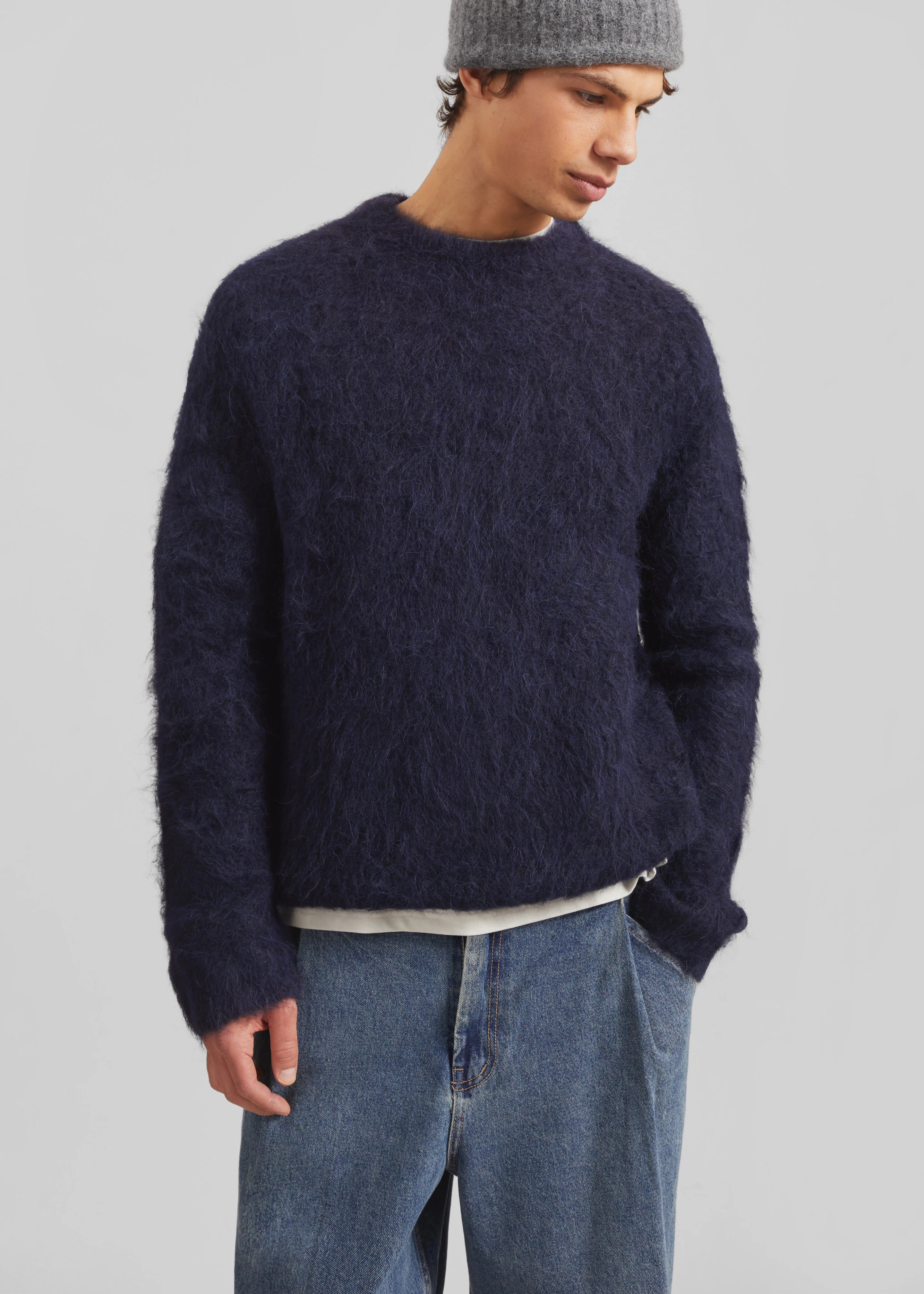 Willy Alpaca Knit Sweater - Navy - Image 2