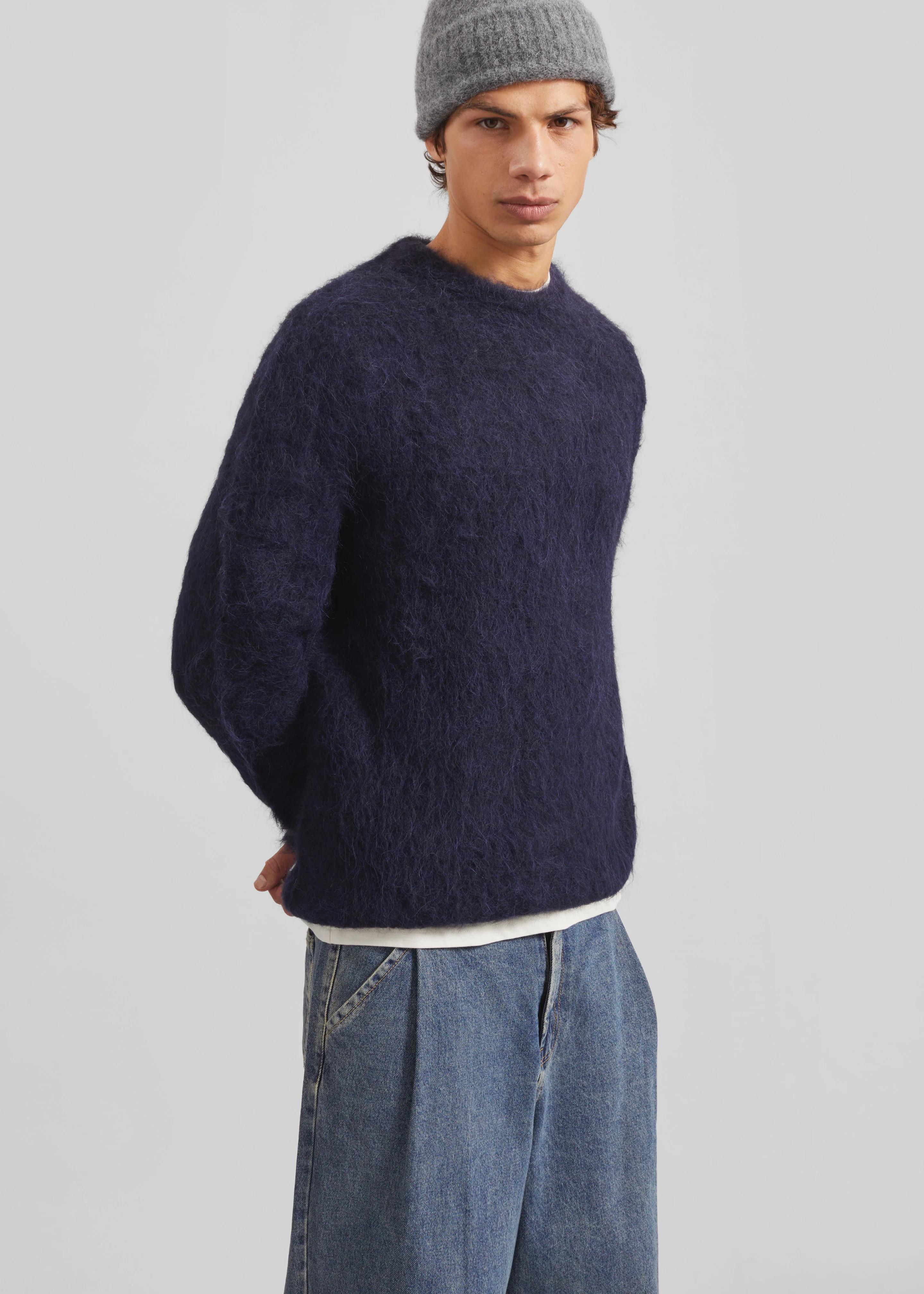 Willy Alpaca Knit Sweater - Navy - Image 5