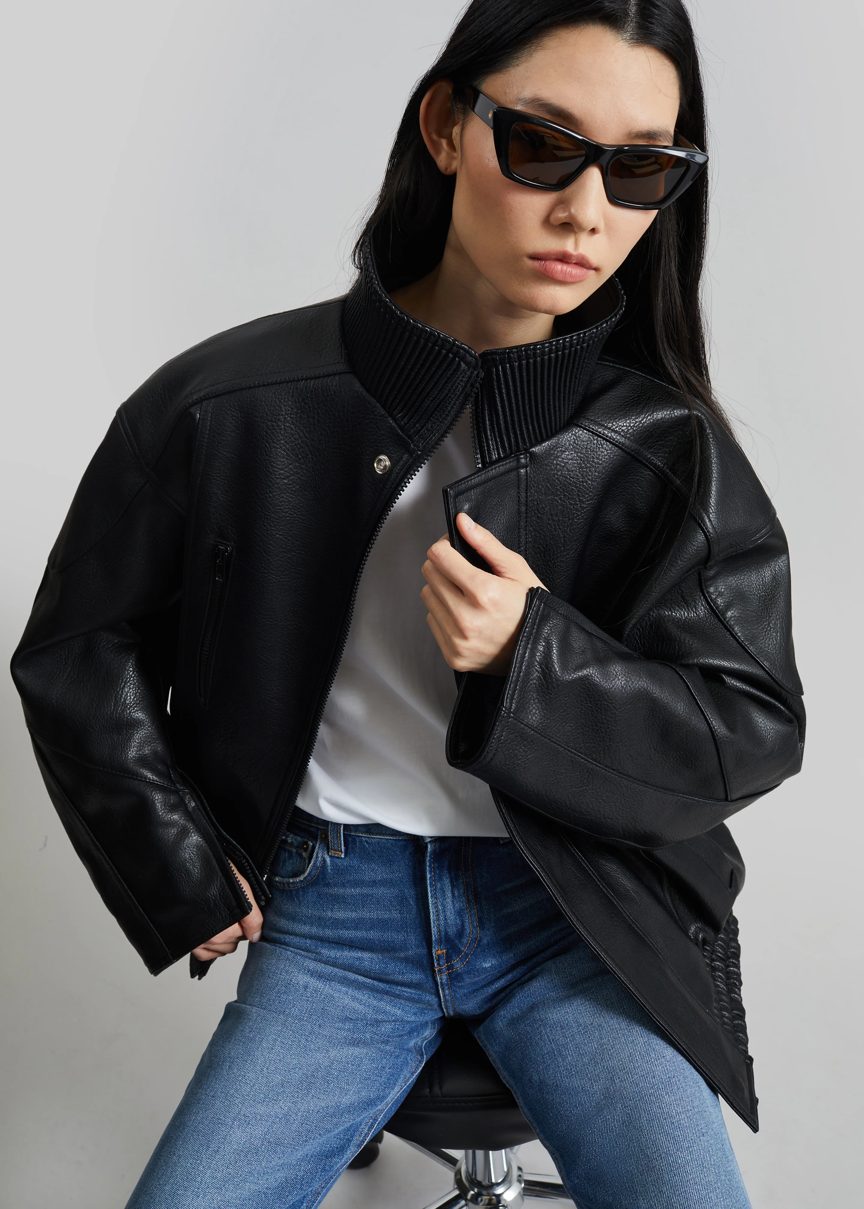 Zion Quilted Bomber Jacket - Black - Image 8